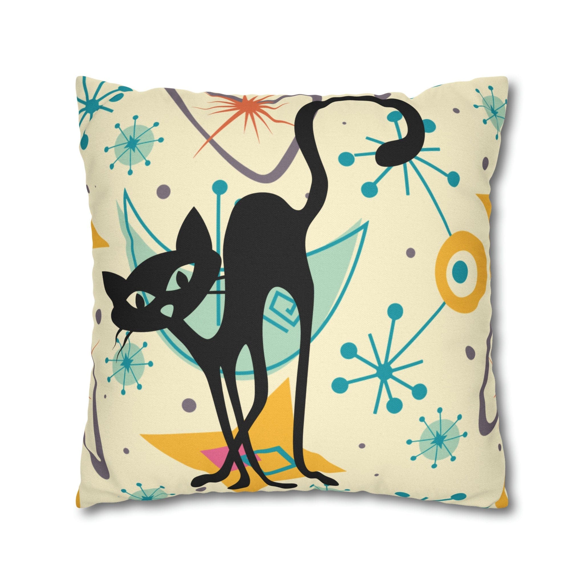 Kate McEnroe New York Retro Kitschy Cat Mid Mod Boomerang Starbursts Pillow Cover, Atomic MCM Cushion Covers, Mid Century Modern Living Room, Bedroom DecorThrow Pillow Covers14834527219432125024