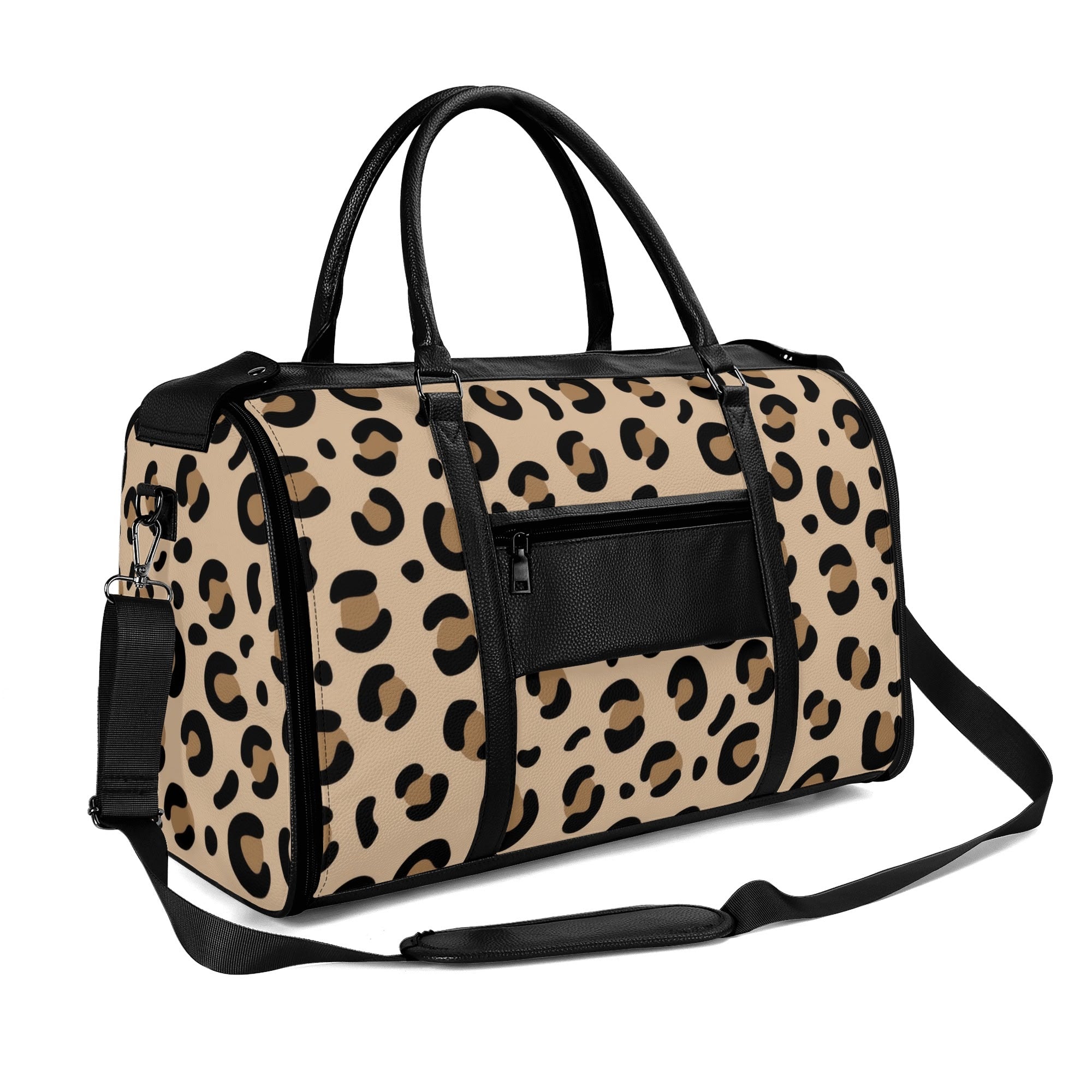 Kate McEnroe New York Retro Leopard Print Atomic Cat Rockabilly Foldable Duffel BagDuffel BagsNM646XLW - 2