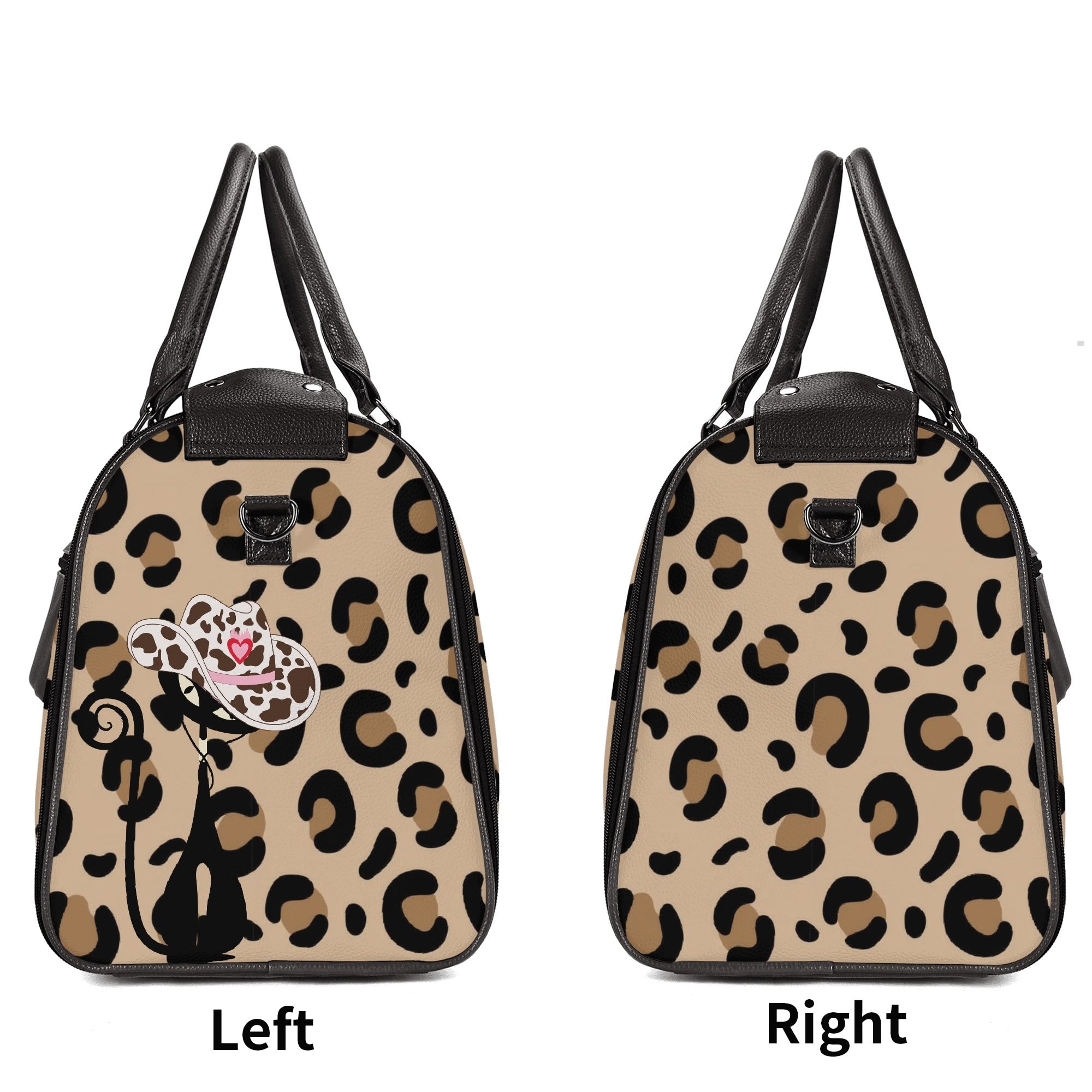Kate McEnroe New York Retro Leopard Print Atomic Cat Rockabilly Foldable Duffel BagDuffel BagsNM646XLW - 2