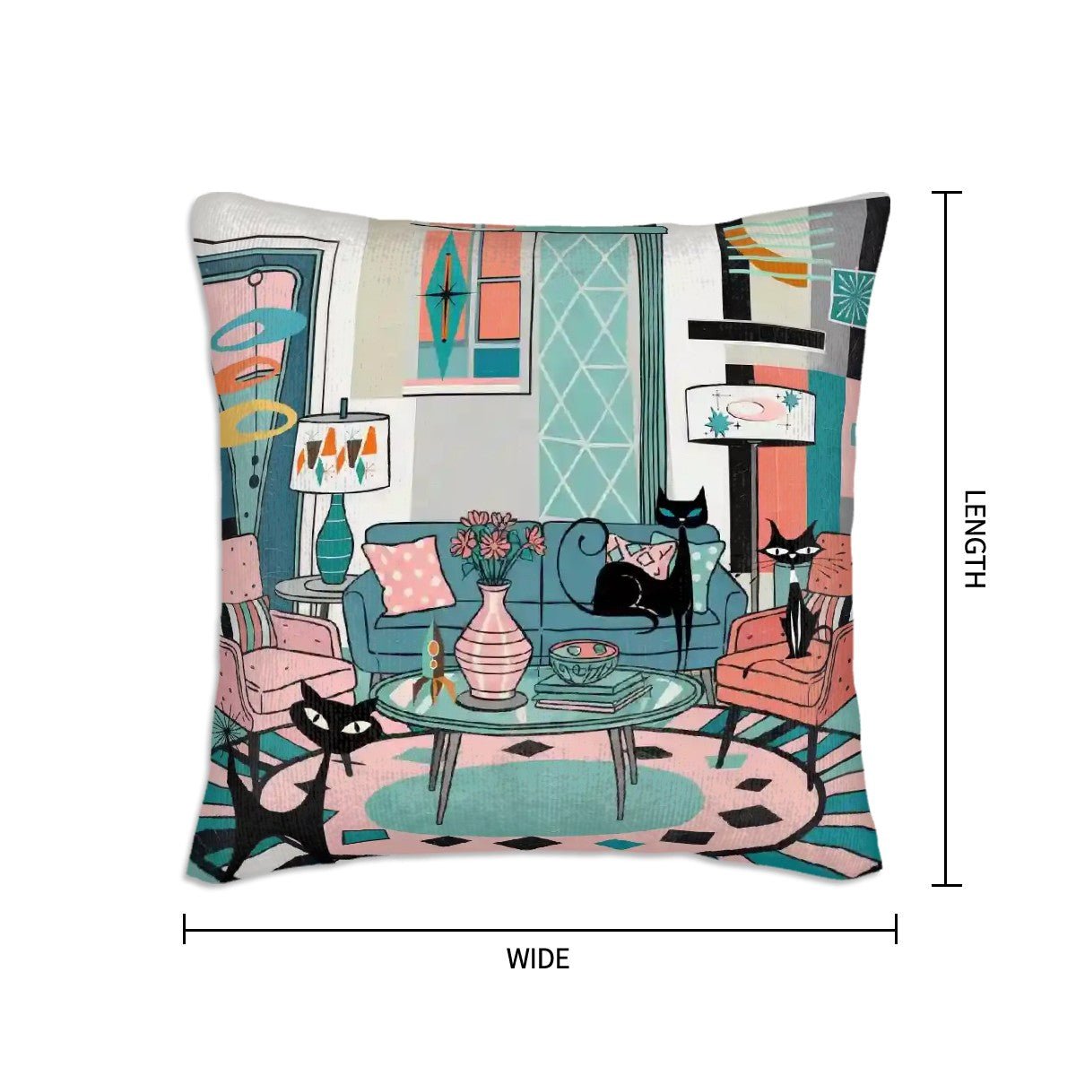 Kate McEnroe New York Retro Lounge Atomic Cat Pillow Cover Set, Mid Century Modern Bookish Decor, MCM 50s Living Room Throw CoversThrow Pillow Covers9Y4DJaqvsL