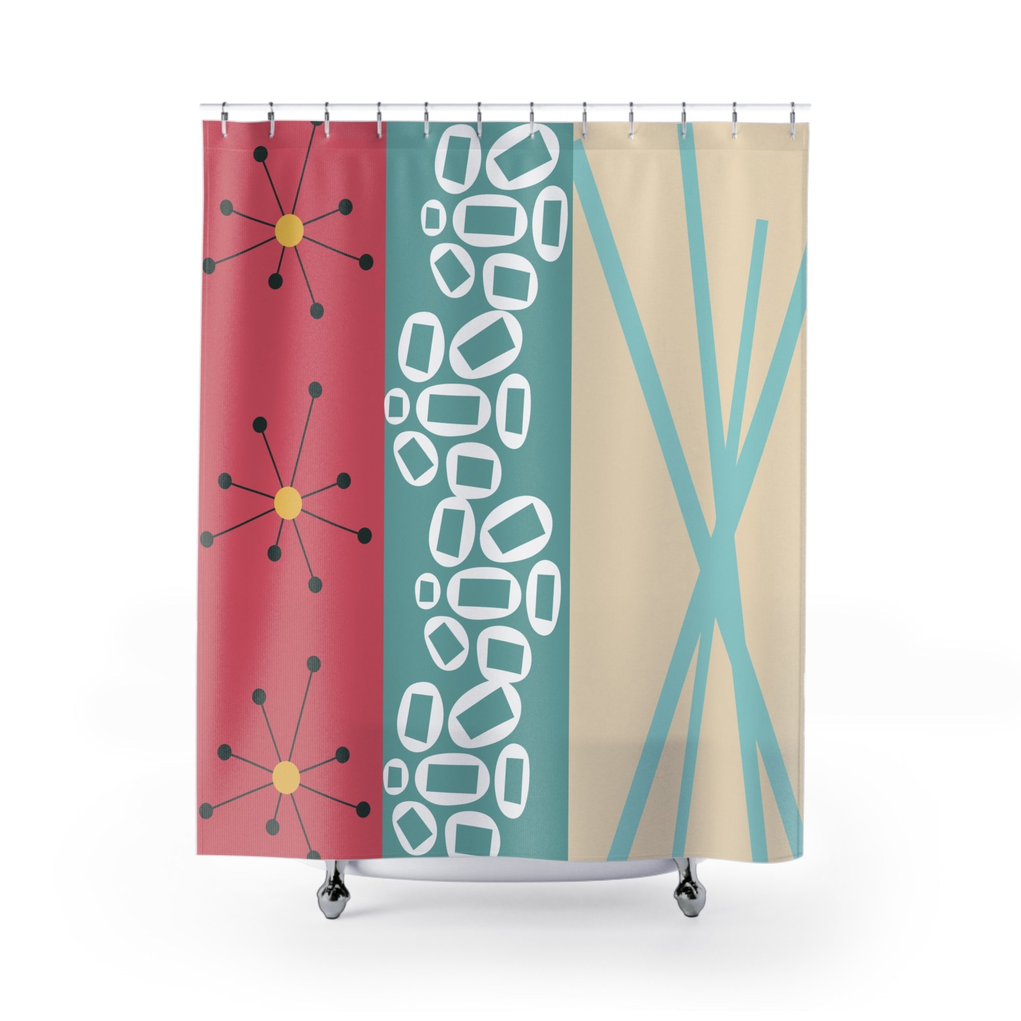 Kate McEnroe New York Retro MCM Abstract Sputnik Shower Curtain, Mid Century Modern Geometric Bathroom AccentShower Curtains21060348202966432971