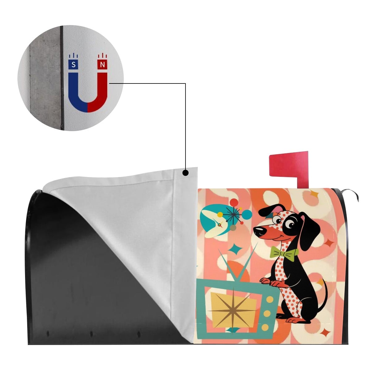 Kate McEnroe New York Retro MCM Atomic Dachshund Magnetic Mailbox CoverMailbox CoversrjYqipaF7M