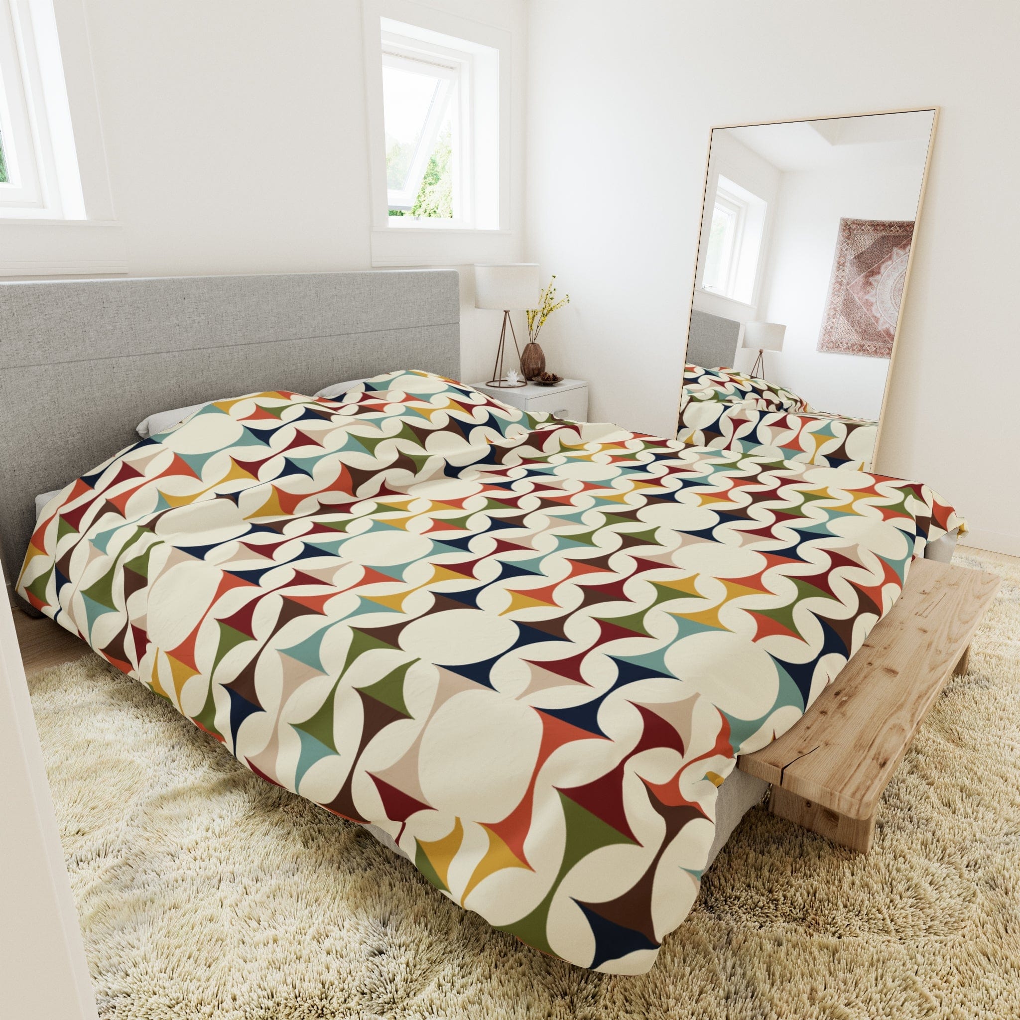 Kate McEnroe New York Retro MCM Duvet Cover, Mid Century Modern Bedding, Vibrant Geometric Scandinavian Modern Danish Bed DecorDuvet Covers10974313030948013391
