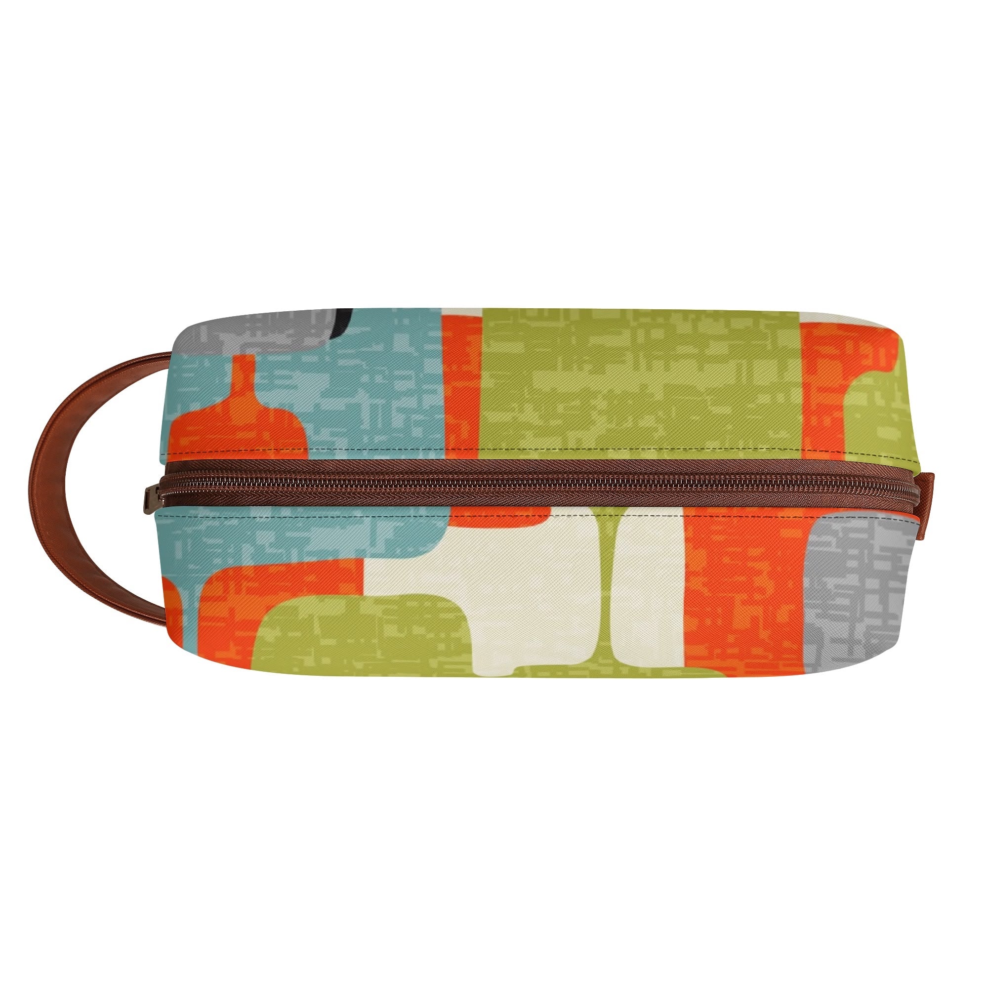 Kate McEnroe New York Retro MCM Geometric Orange Teal Green Dopp Kit, Mid Century Modern Toiletry BagCosmetic & Toiletry BagsW1KVJM9N - 1