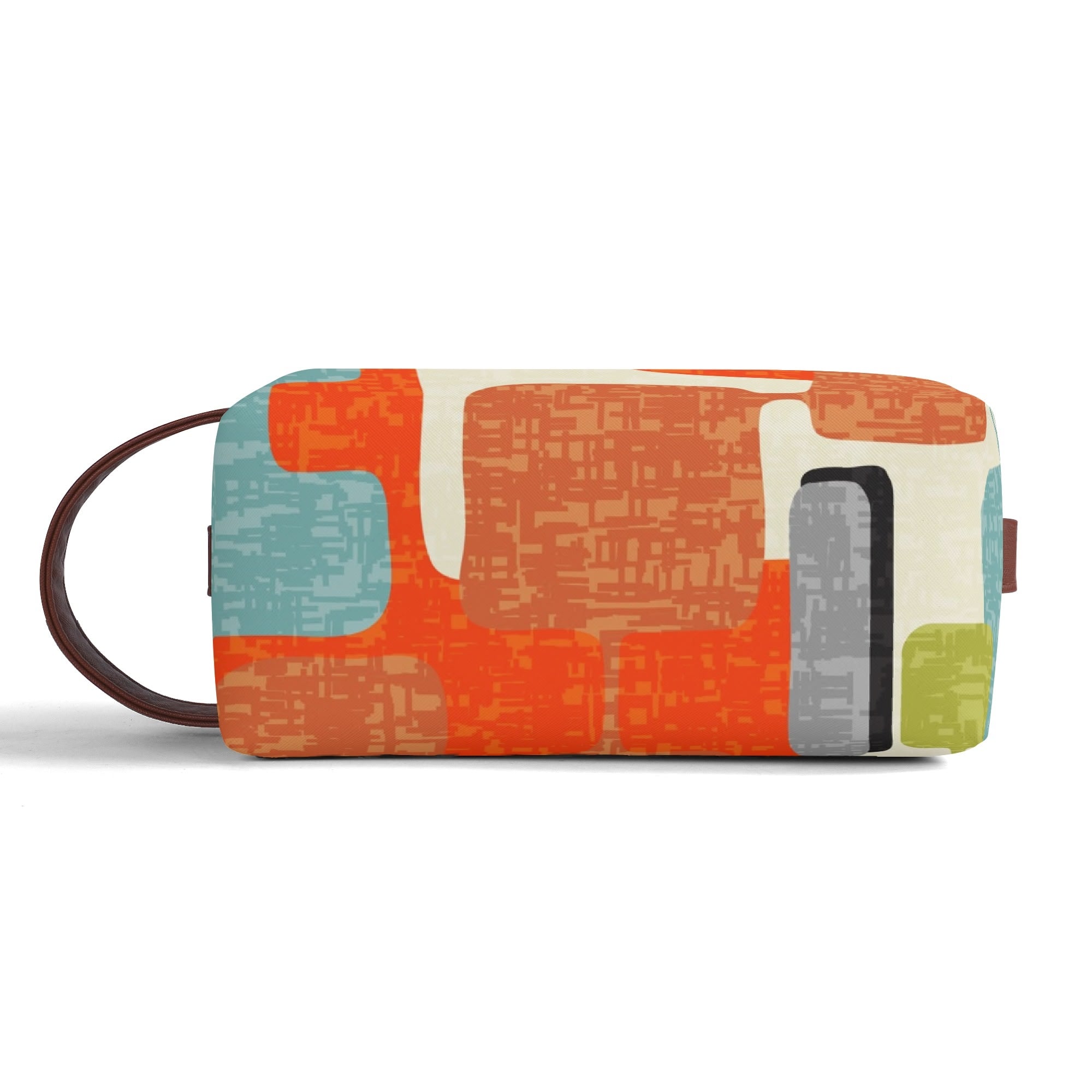 Kate McEnroe New York Retro MCM Geometric Orange Teal Green Dopp Kit, Mid Century Modern Toiletry BagCosmetic & Toiletry BagsW1KVJM9N - 1