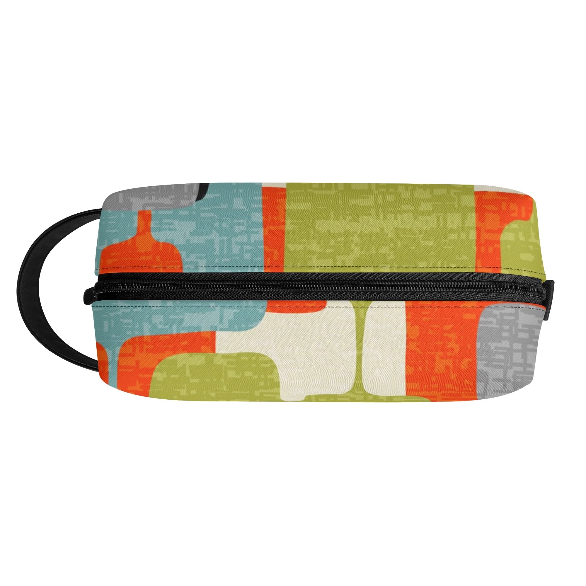 Kate McEnroe New York Retro MCM Geometric Orange Teal Green Dopp Kit, Mid Century Modern Toiletry BagCosmetic & Toiletry BagsW1KVJM9N - 2