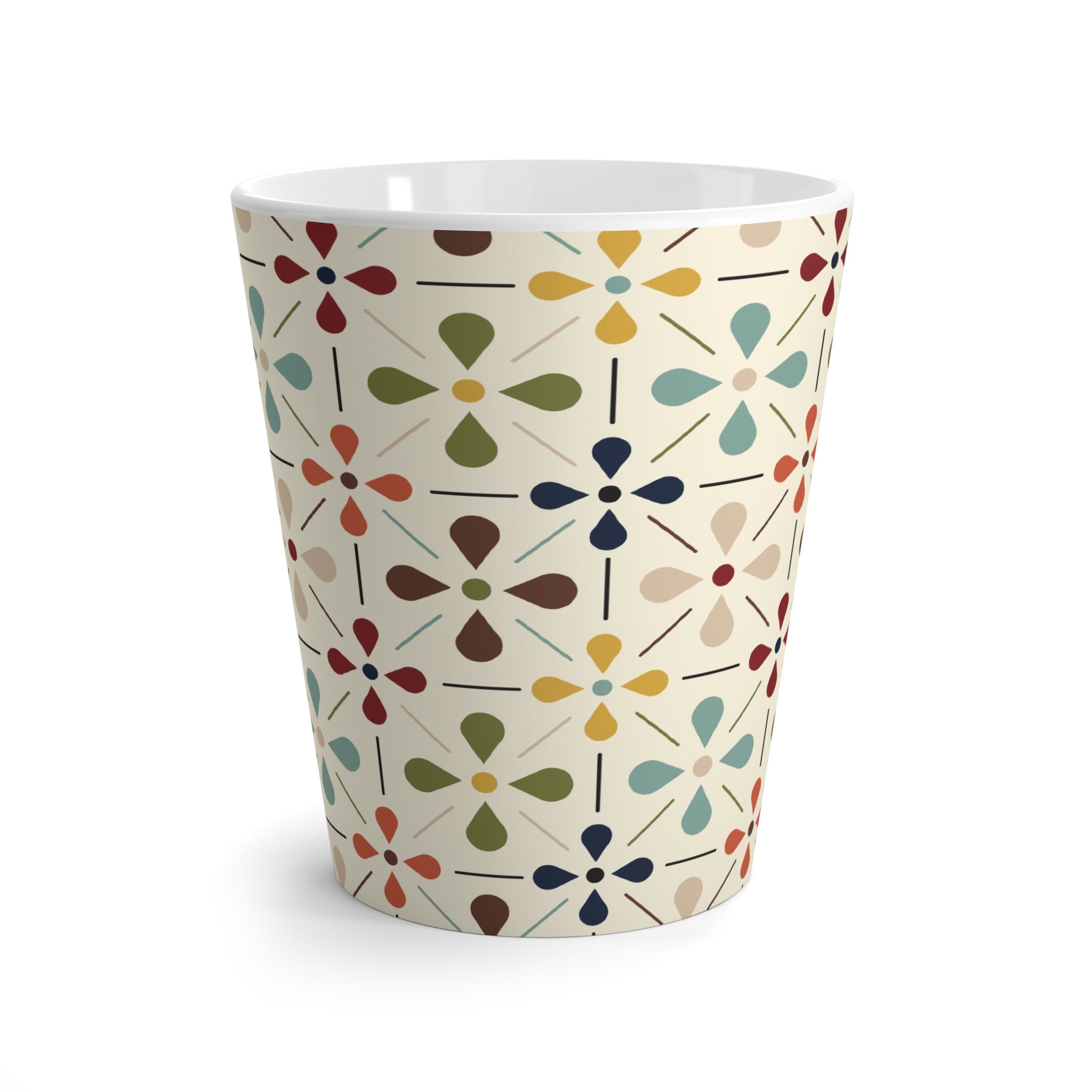 Kate McEnroe New York Retro MCM Latte Mug, 50s Mid Century Modern Cream, Teal and Mustard Drinkware giftMugs20118389232420988804