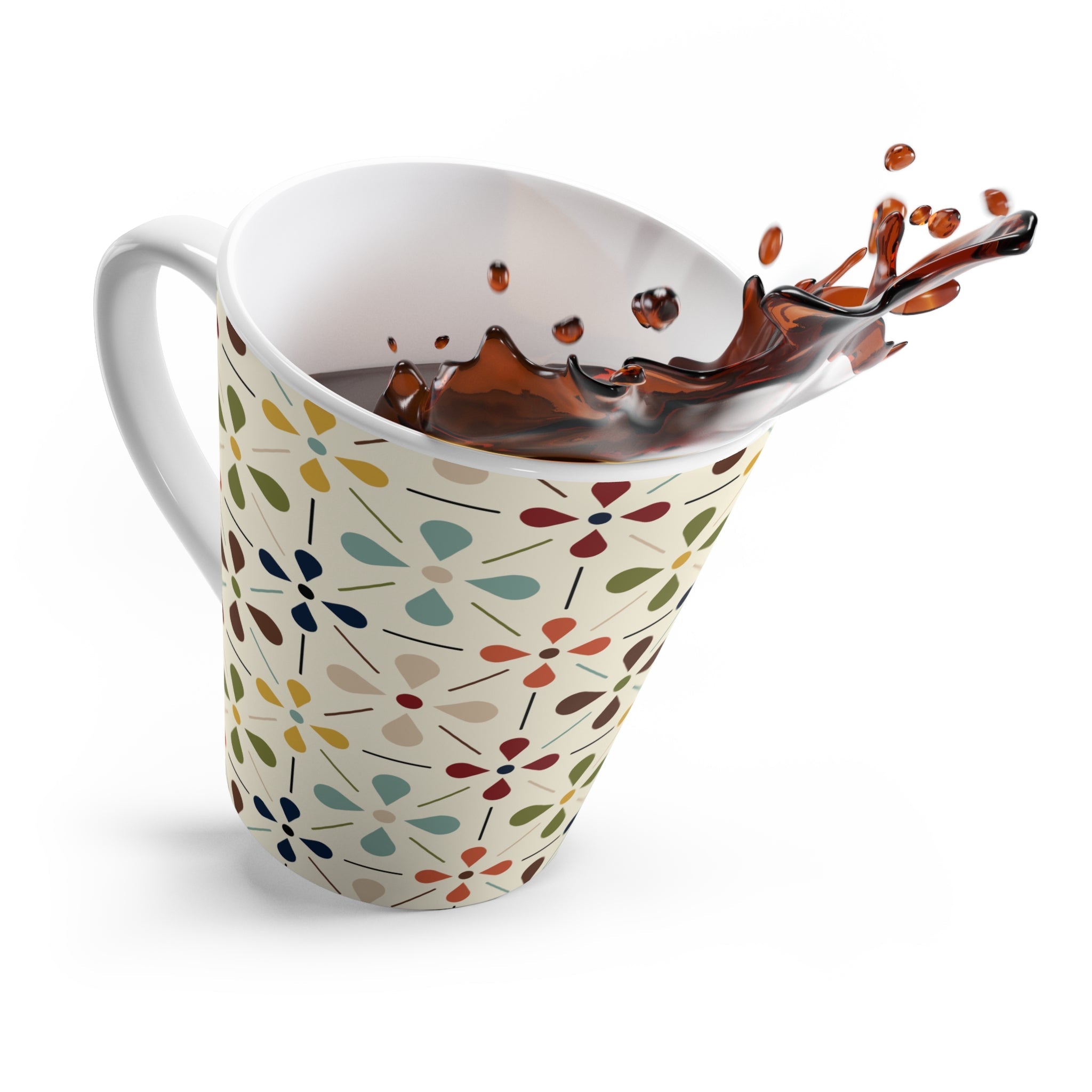 Kate McEnroe New York Retro MCM Latte Mug, 50s Mid Century Modern Cream, Teal and Mustard Drinkware giftMugs20118389232420988804