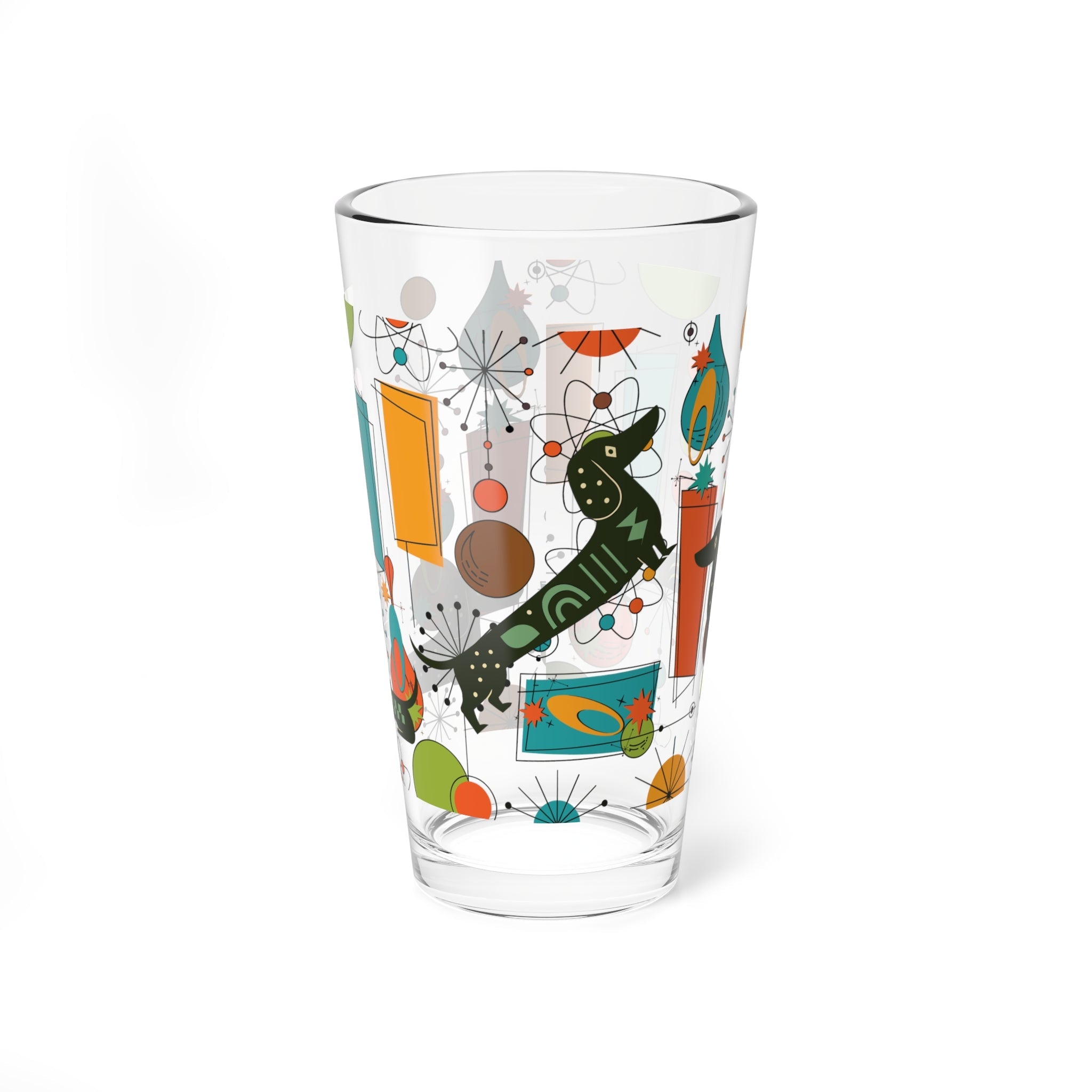 Kate McEnroe New York Retro Mid Century Dachshund Pint Glass, Geometric MCM Barware, 50s Kitsch Cocktail Drinkware, Mod Dog GlasswarePint Glasses24934850439487168464