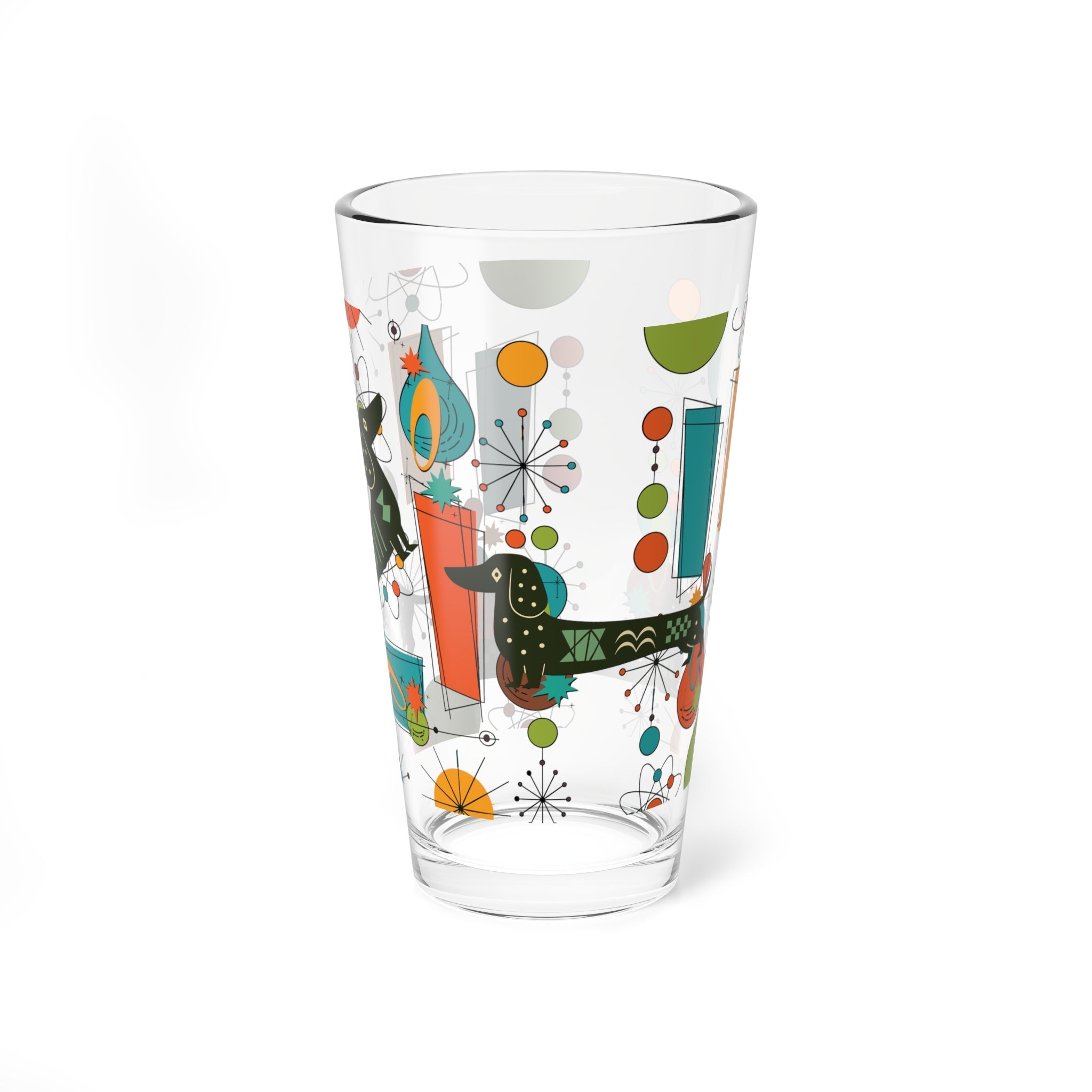 Kate McEnroe New York Retro Mid Century Dachshund Pint Glass, Geometric MCM Barware, 50s Kitsch Cocktail Drinkware, Mod Dog GlasswarePint Glasses24934850439487168464