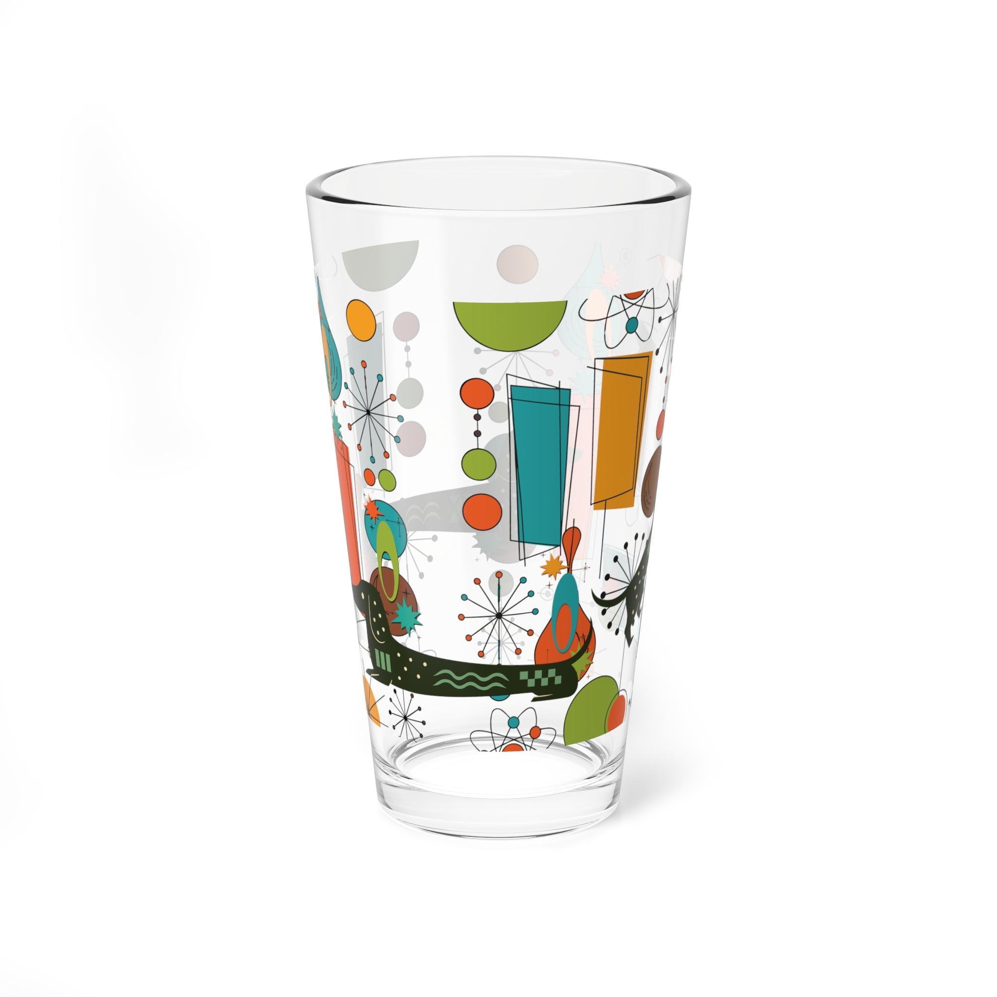 Kate McEnroe New York Retro Mid Century Dachshund Pint Glass, Geometric MCM Barware, 50s Kitsch Cocktail Drinkware, Mod Dog GlasswarePint Glasses24934850439487168464
