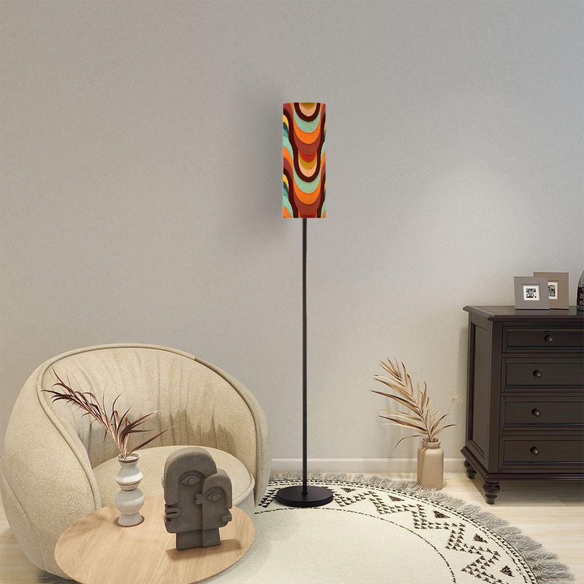 Kate McEnroe New York Retro Mid Century Modern Floor Lamp, 70s Groovy Waves Cylinder Shade LightingFloor LampspeOnKlcCtB