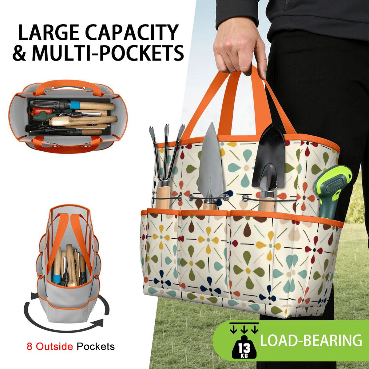 Kate McEnroe New York Retro Mid Century Modern Geometric Floral Garden Tool Tote BagGarden Tool BagnaPWtt8Qns