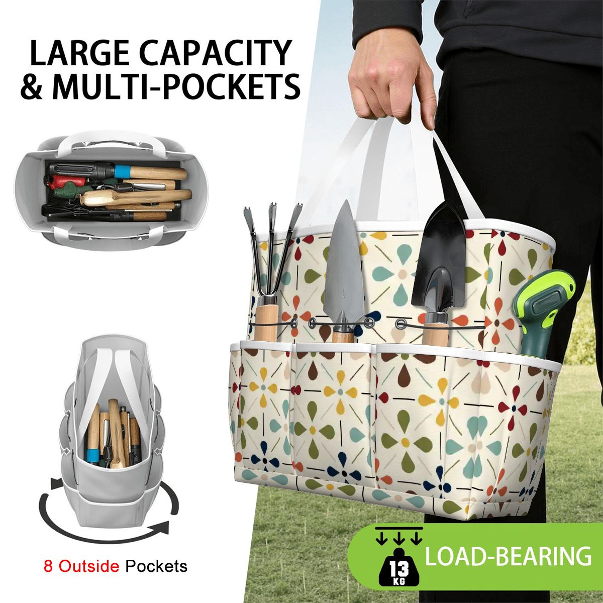 Kate McEnroe New York Retro Mid Century Modern Geometric Floral Garden Tool Tote BagGarden Tool BagrKdJwOBo2A