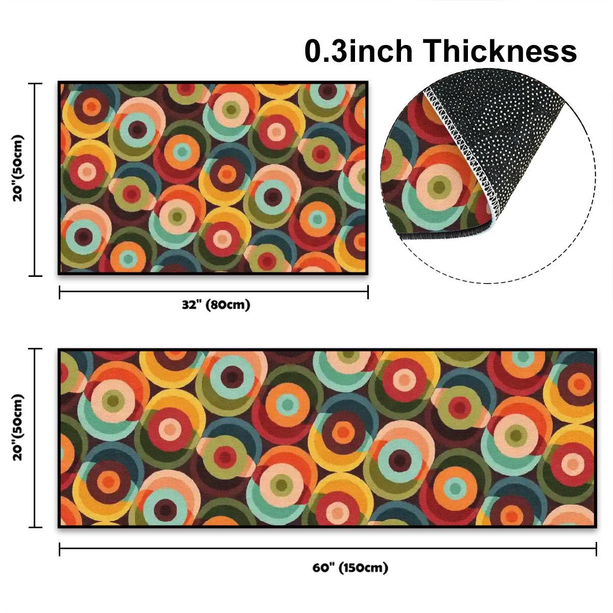 Kate McEnroe New York Retro Mid Century Modern Orbs Mat Set, 50s Style Kitchen Bath RugsKitchen Floor MatsKcGGXPtr5m