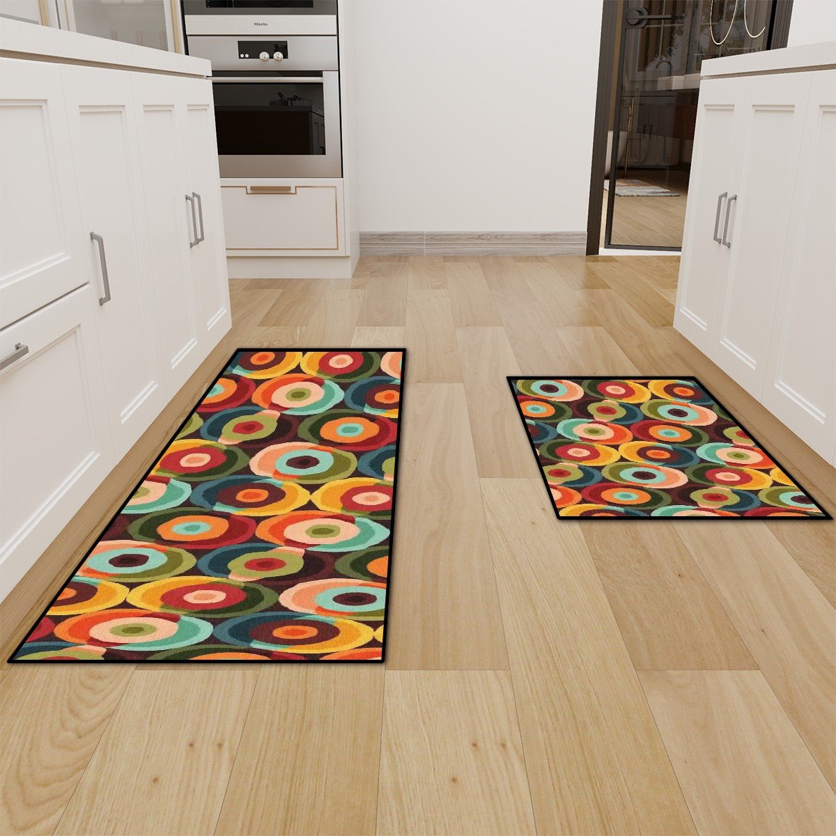 Kate McEnroe New York Retro Mid Century Modern Orbs Mat Set, 50s Style Kitchen Bath RugsKitchen Floor MatsKcGGXPtr5m