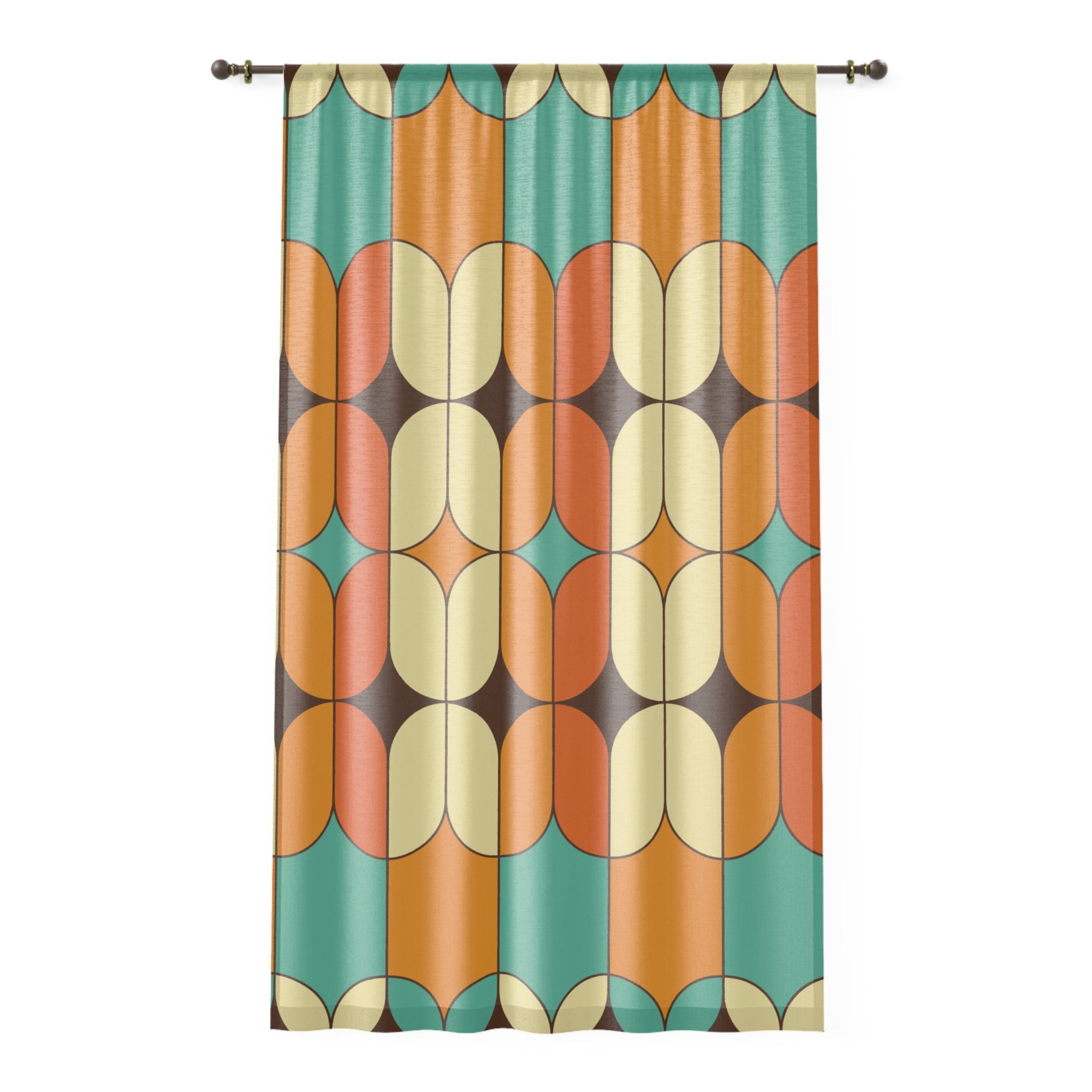 Kate McEnroe New York Retro Mid Century Modern Sheer Window Curtain, 60s Mod Geometric DraperyWindow Curtains23630112071231698206