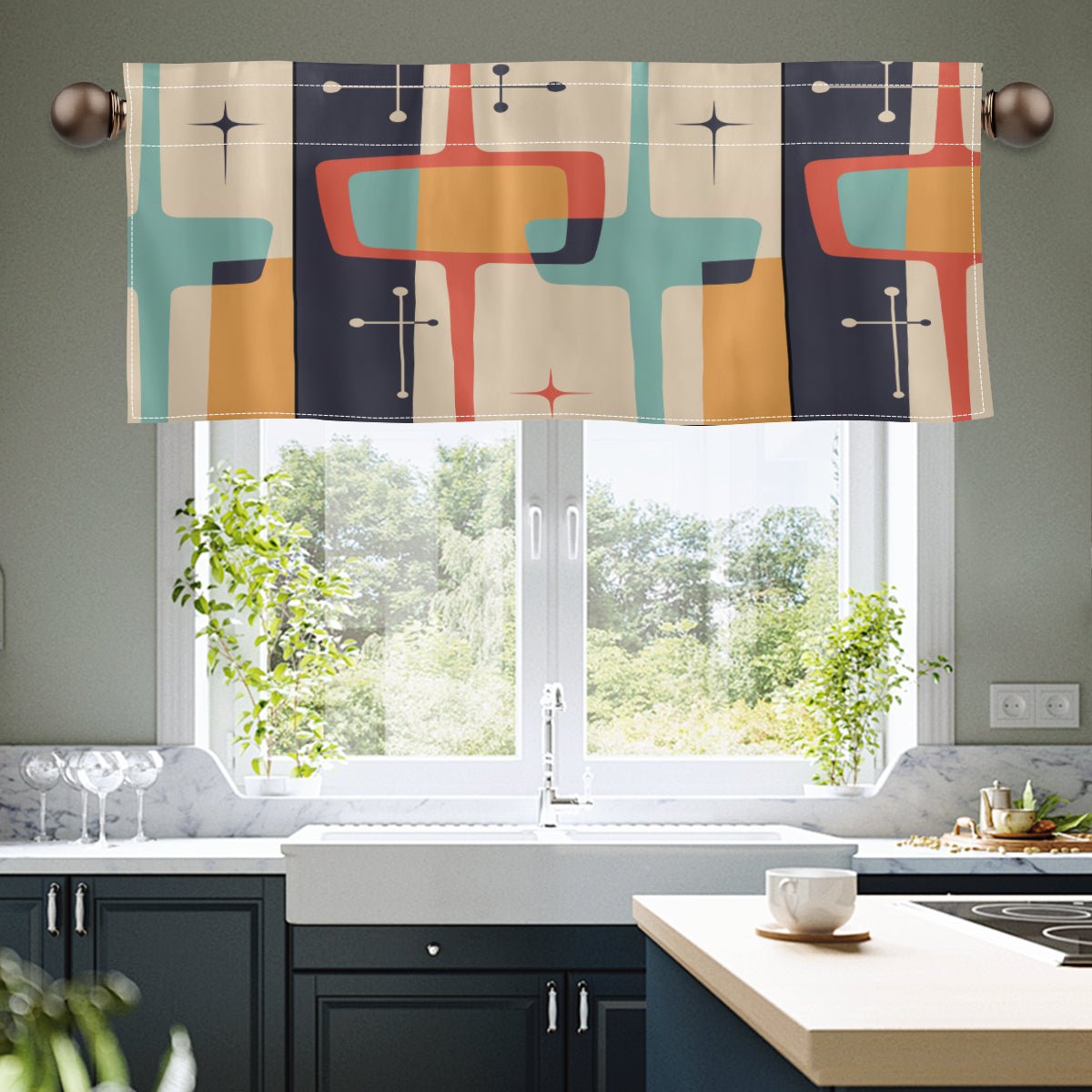 Mid Century Modern Kitchen Curtains Cafe Curtains Update In The Mind
