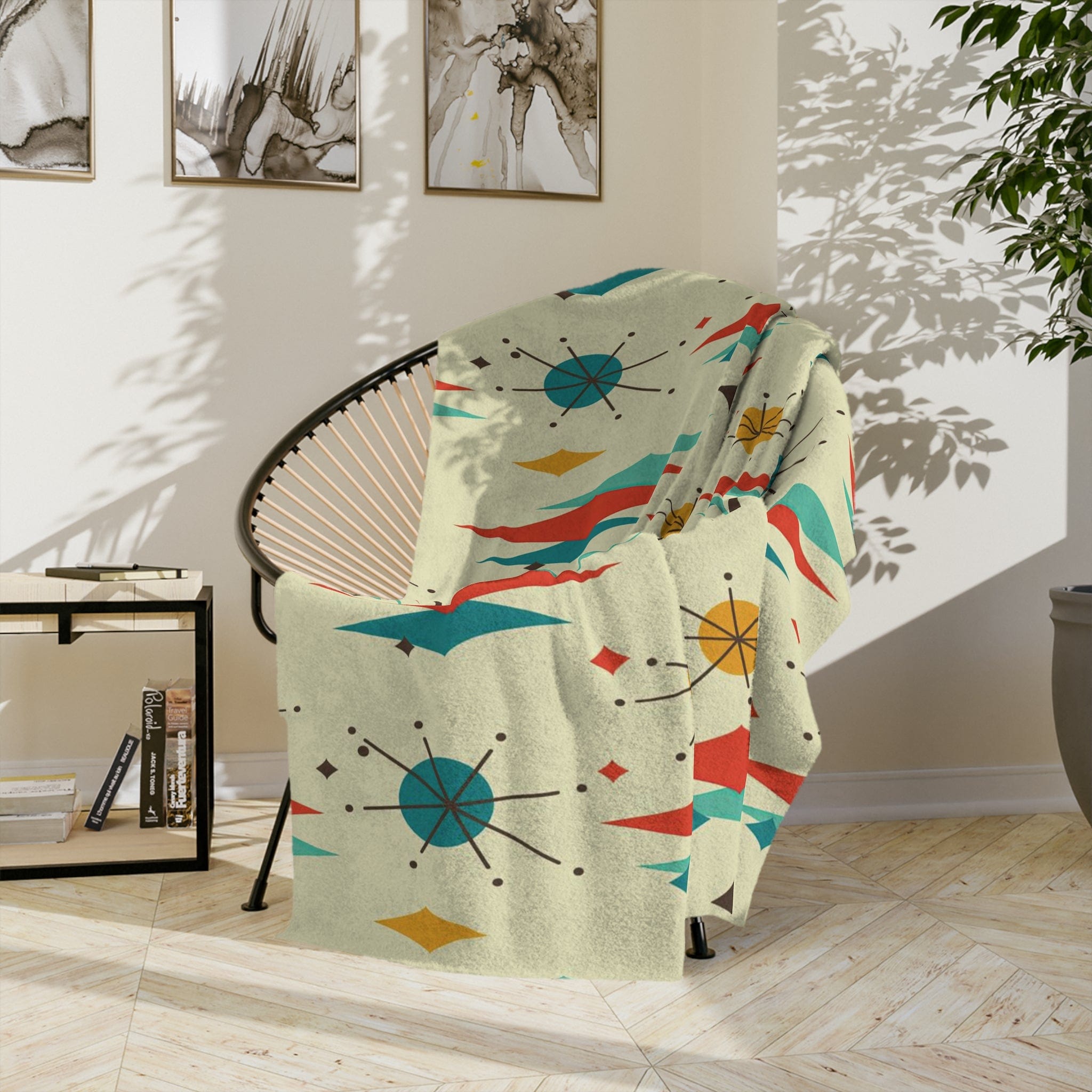 Kate McEnroe New York Retro Mid Mod Franciscan Starburst Velveteen Minky BlanketBlankets15671067523358726242