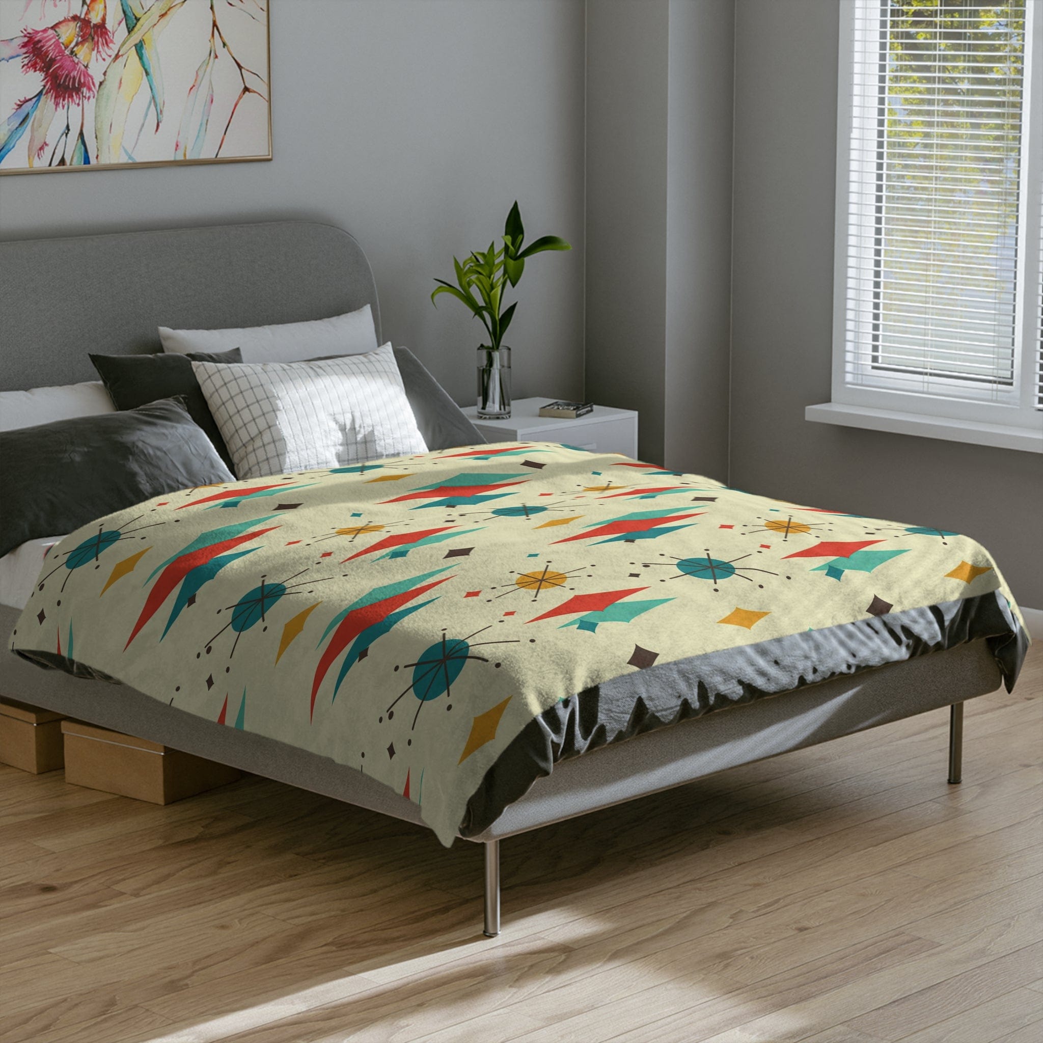 Kate McEnroe New York Retro Mid Mod Franciscan Starburst Velveteen Minky BlanketBlankets67061811677674161448