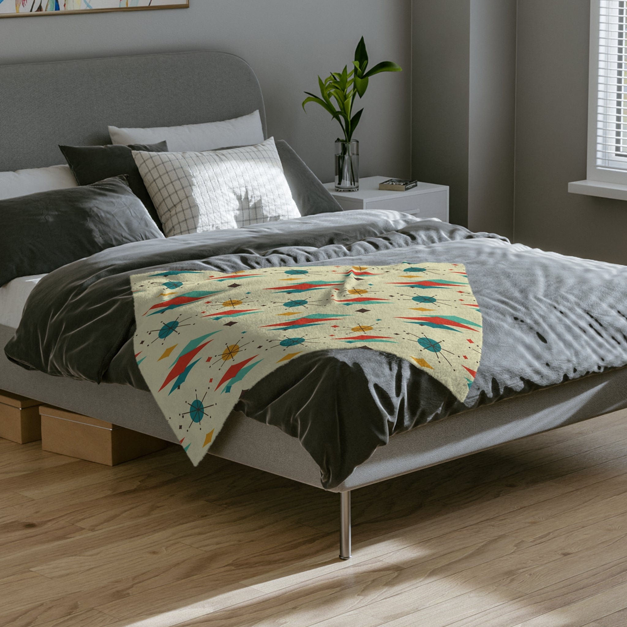 Kate McEnroe New York Retro Mid Mod Franciscan Starburst Velveteen Minky BlanketBlankets67061811677674161448