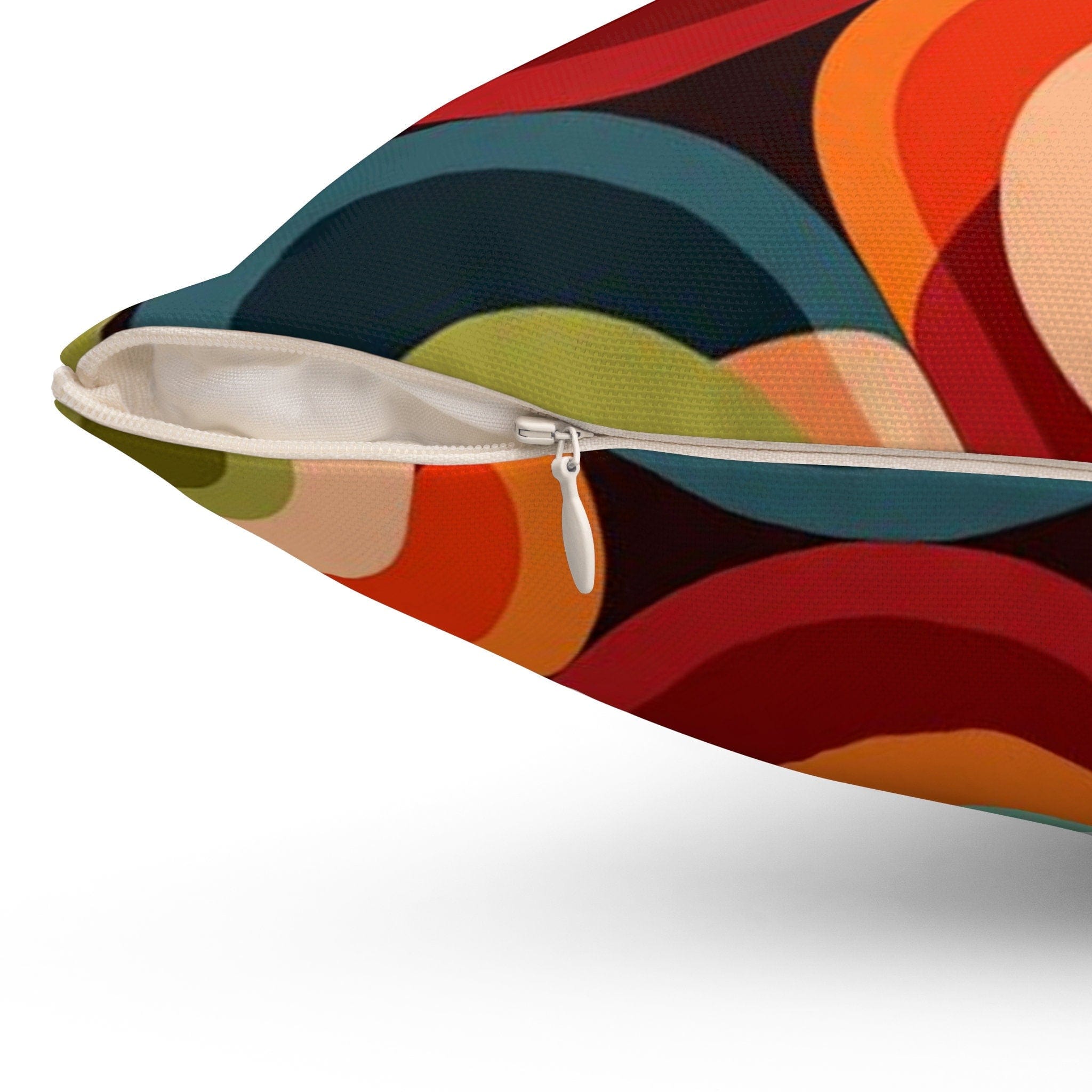 Kate McEnroe New York Retro Mid Mod Geo - Psychedelic Circles Throw Pillow, MCM Teal Orange, Yellow, Red Abstract Living Room, Bedroom Accent Pillow - 131282623Throw Pillows26154032508783369027