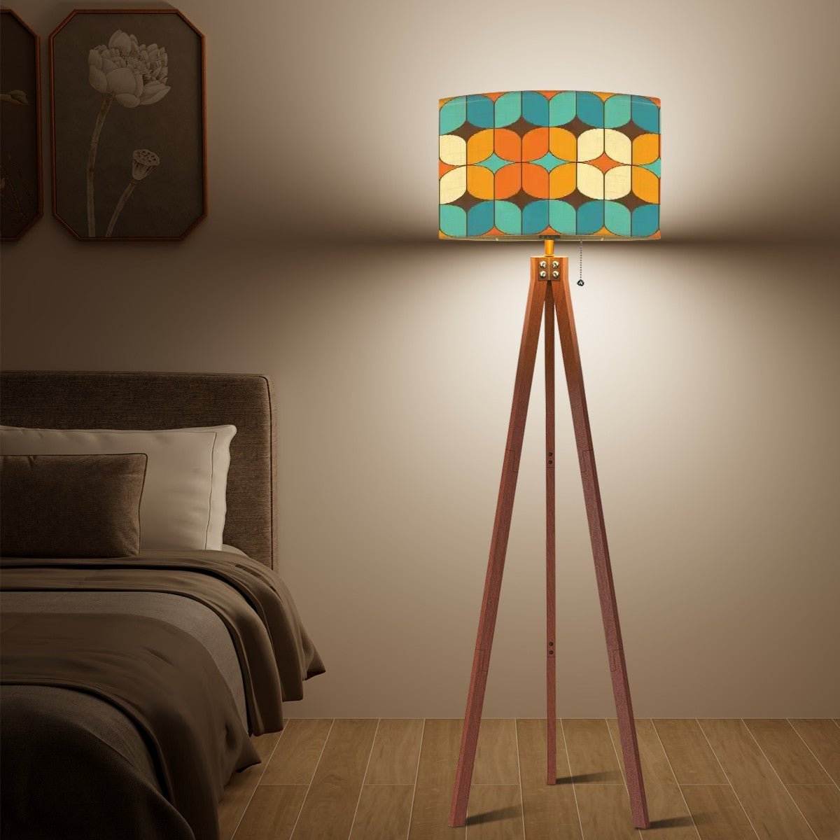 Kate McEnroe New York Retro Mod 60s Drum Lampshade, Mid Century Modern Teal Orange Geometric Light CoverLamp ShadesjJ4rwq53Xc