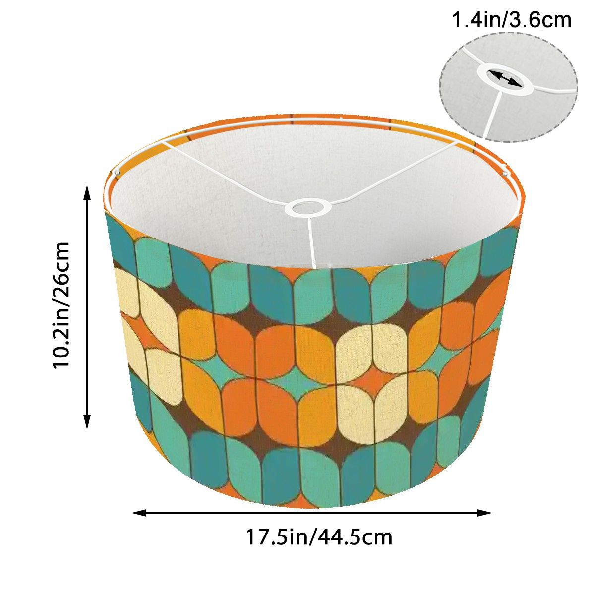Kate McEnroe New York Retro Mod 60s Drum Lampshade, Mid Century Modern Teal Orange Geometric Light CoverLamp ShadesjJ4rwq53Xc