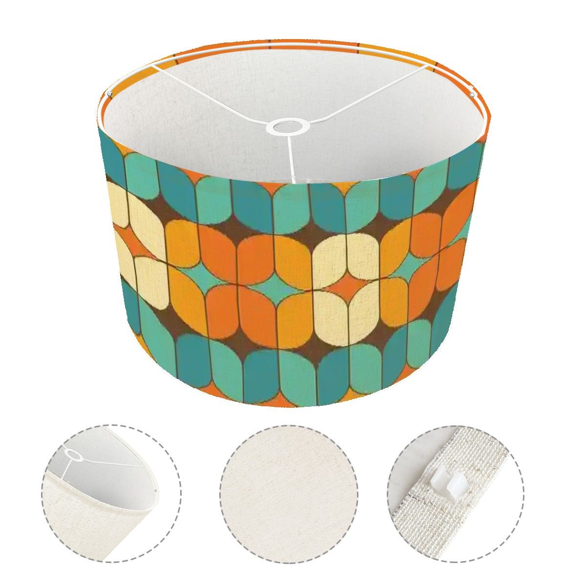 Kate McEnroe New York Retro Mod 60s Drum Lampshade, Mid Century Modern Teal Orange Geometric Light CoverLamp ShadesjJ4rwq53Xc