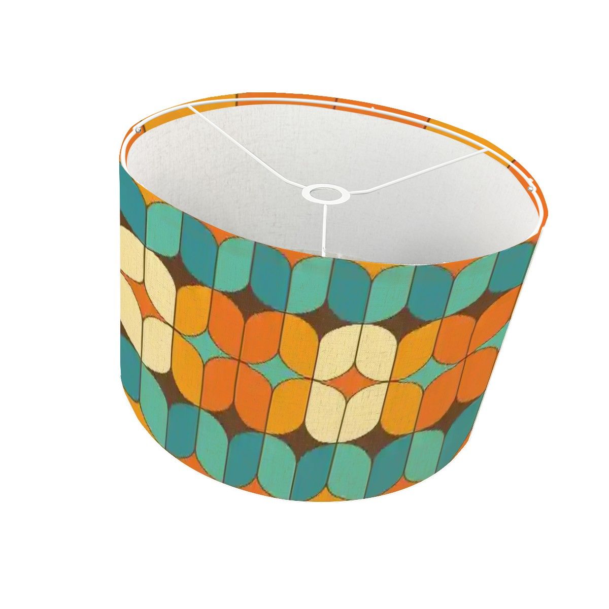 Kate McEnroe New York Retro Mod 60s Drum Lampshade, Mid Century Modern Teal Orange Geometric Light CoverLamp ShadesjJ4rwq53Xc