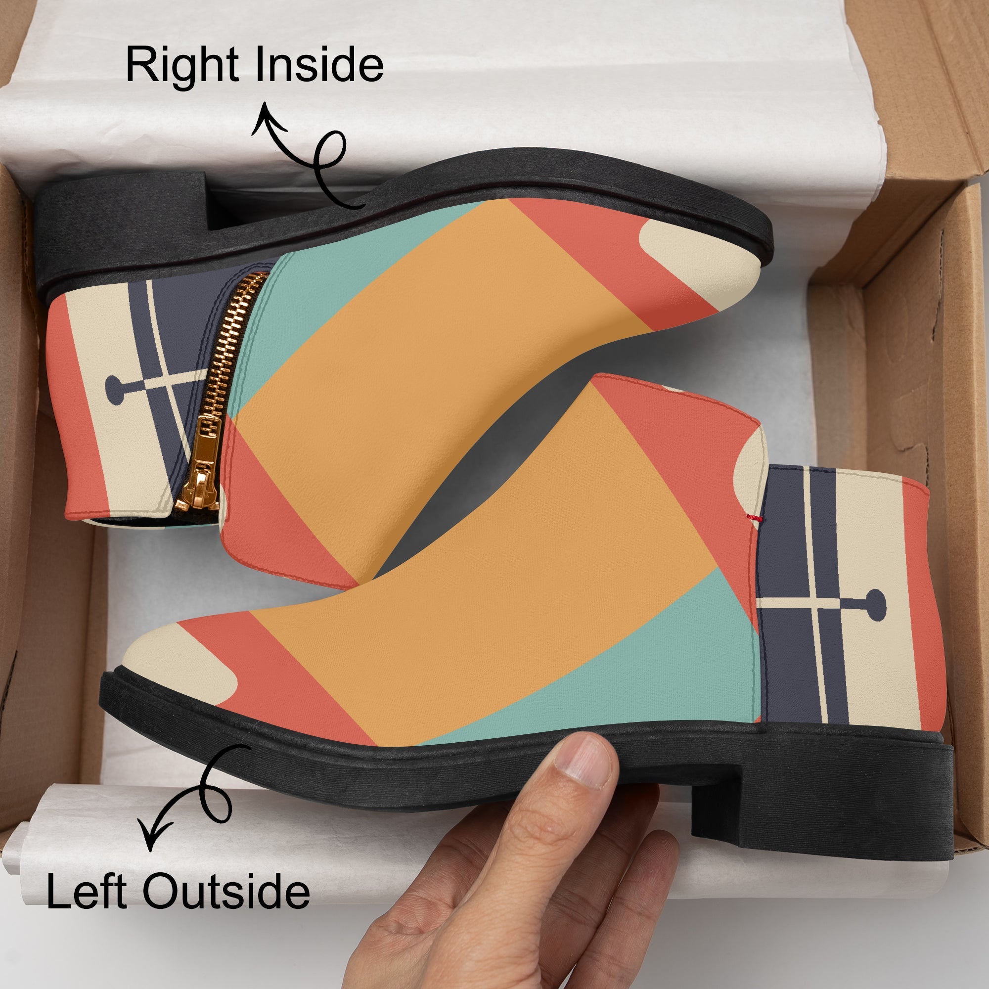 Kate McEnroe New York Retro Mod Color Block Ankle Boots, MCM Geometric Women&