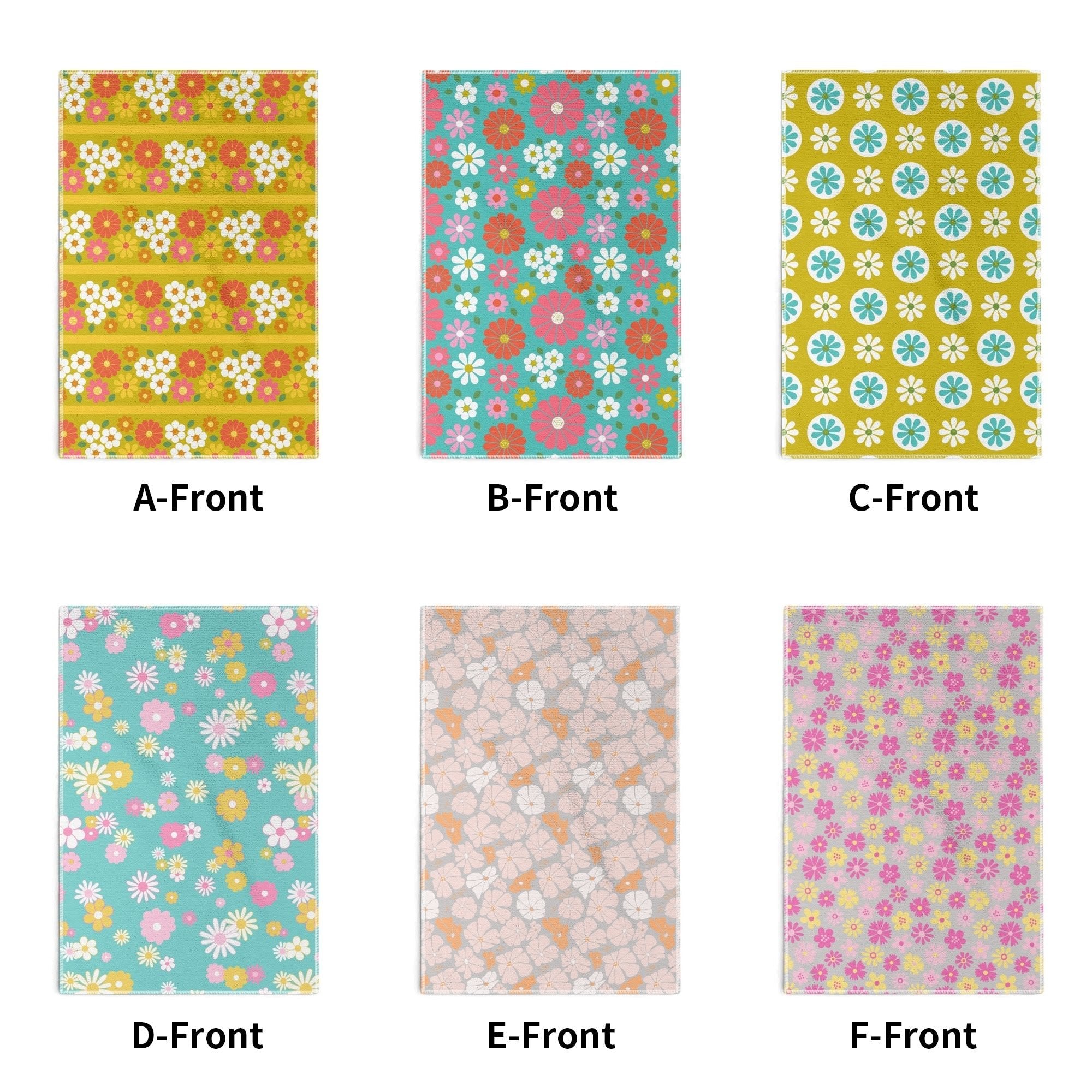 Kate McEnroe New York Retro Mod Floral Hand Towels, Mid Century Modern 60s Kitsch Bathroom Decor, Groovy Daisy TowelsHand TowelsNRQ5G87Y - 1