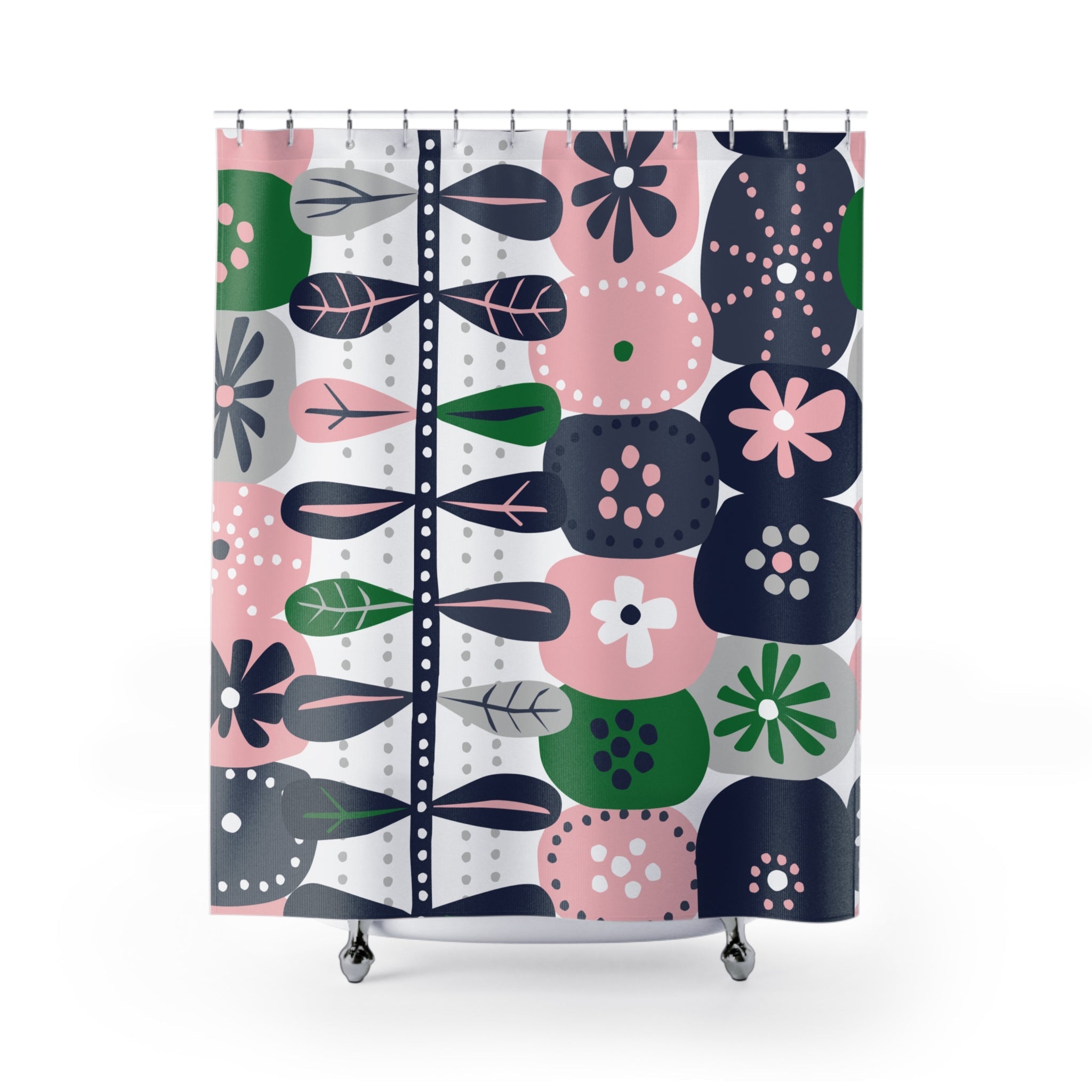 Kate McEnroe New York Retro Mod Floral Shower Curtain, Mid Century Modern Scandinavian Botanical Bathroom DecorShower Curtains14959645541859397814
