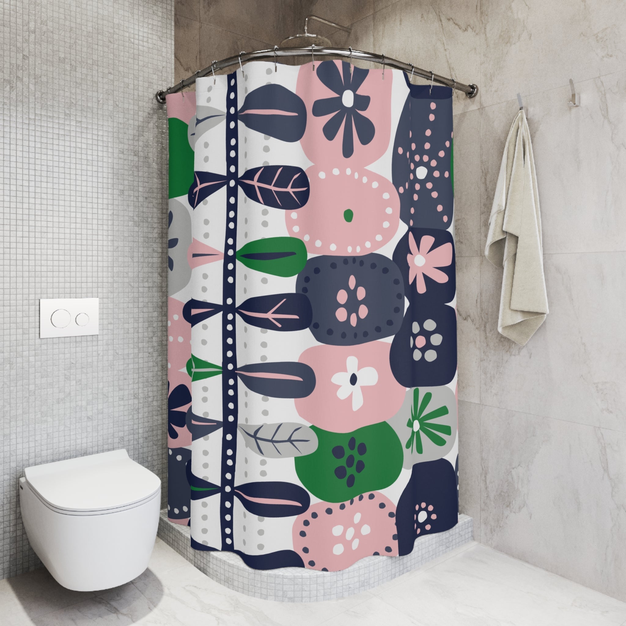 Kate McEnroe New York Retro Mod Floral Shower Curtain, Mid Century Modern Scandinavian Botanical Bathroom DecorShower Curtains14959645541859397814