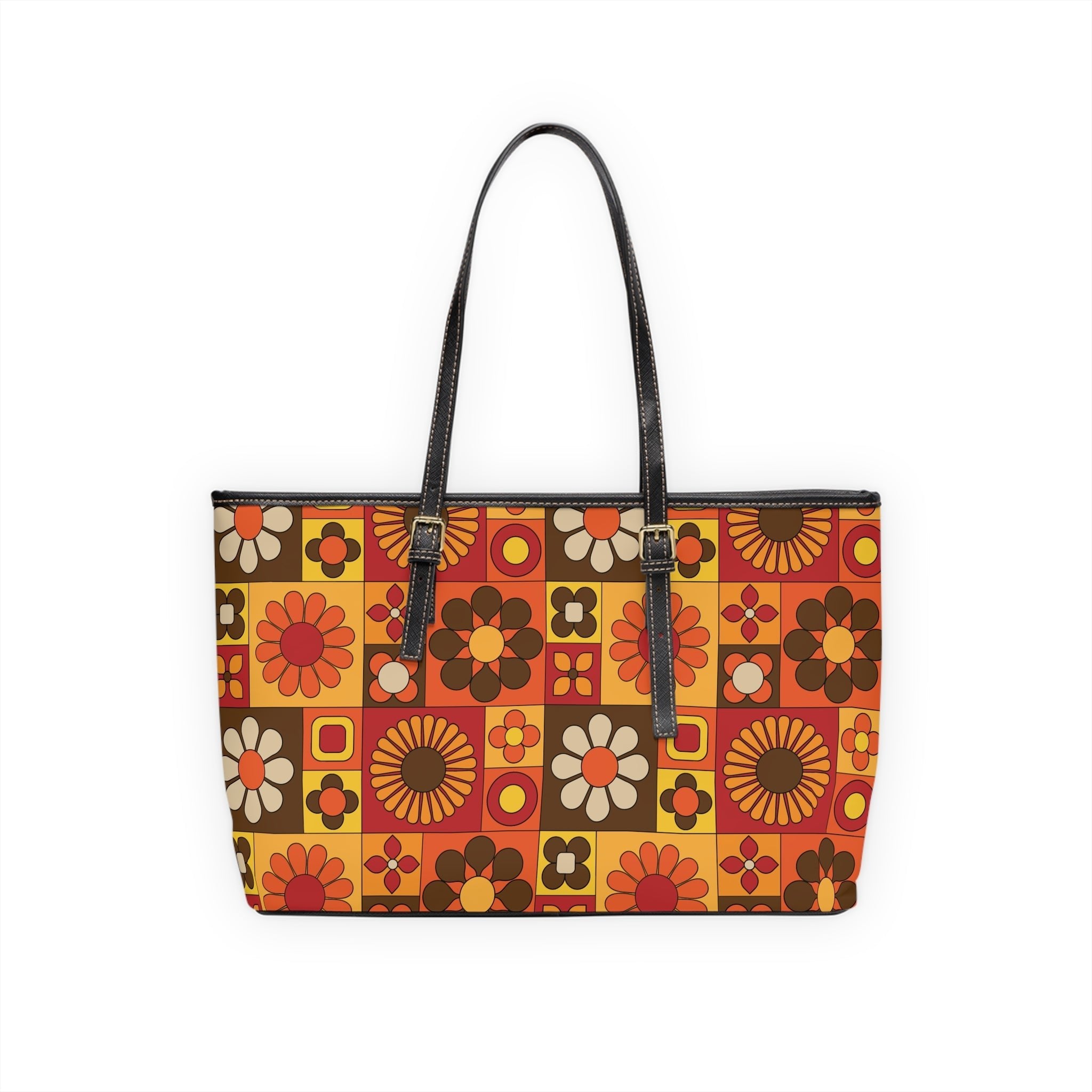 Kate McEnroe New York Retro Mod Floral Tote Bag, Mid Century Modern 70s Patchwork Handbag, Groovy Kitsch Flower PurseTotes27934105427863191126