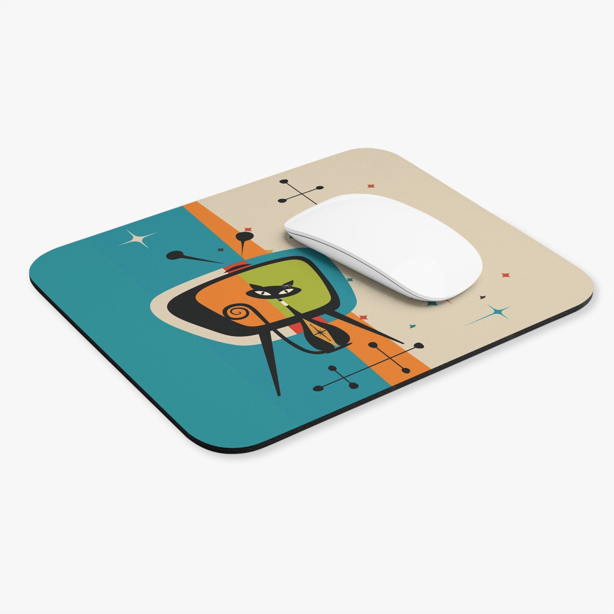 Kate McEnroe New York Retro Mod Flower Power Mouse Pad, 70s Mid Century Modern Office, Groovy MCM Vintage Vibe Desk AccessoryMouse Pads26781296046545675992