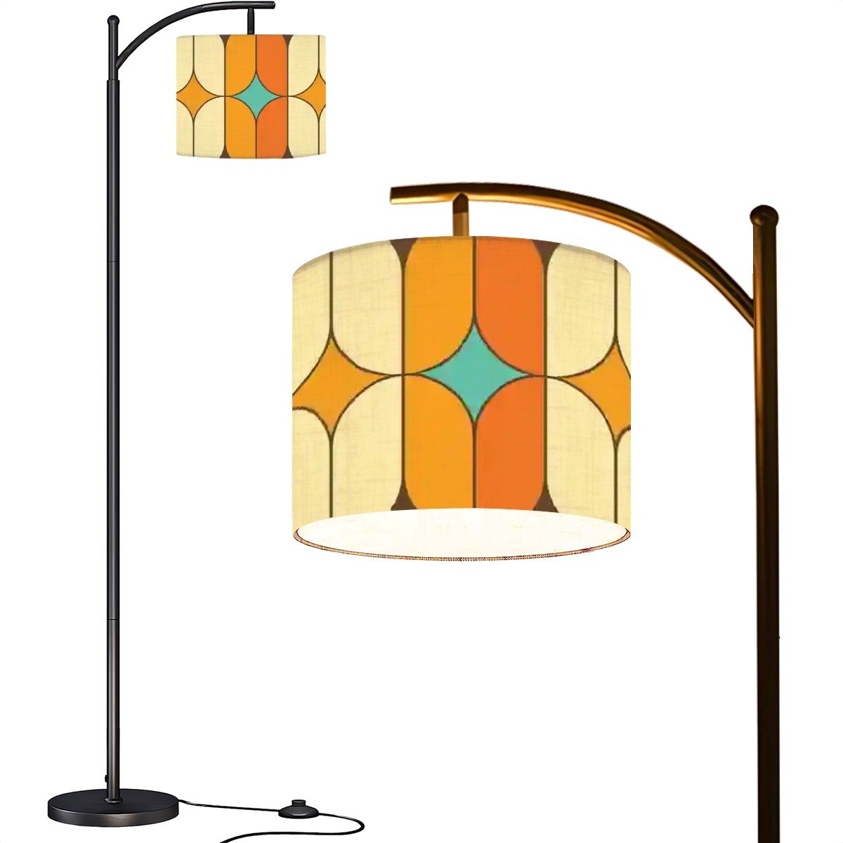 Kate McEnroe New York Retro Mod Geometric Arc Floor Lamp, Mid Century Modern Starburst Shade, Funky Living Room or Office Accent LightFloor LampsCjL9xf1Zfh