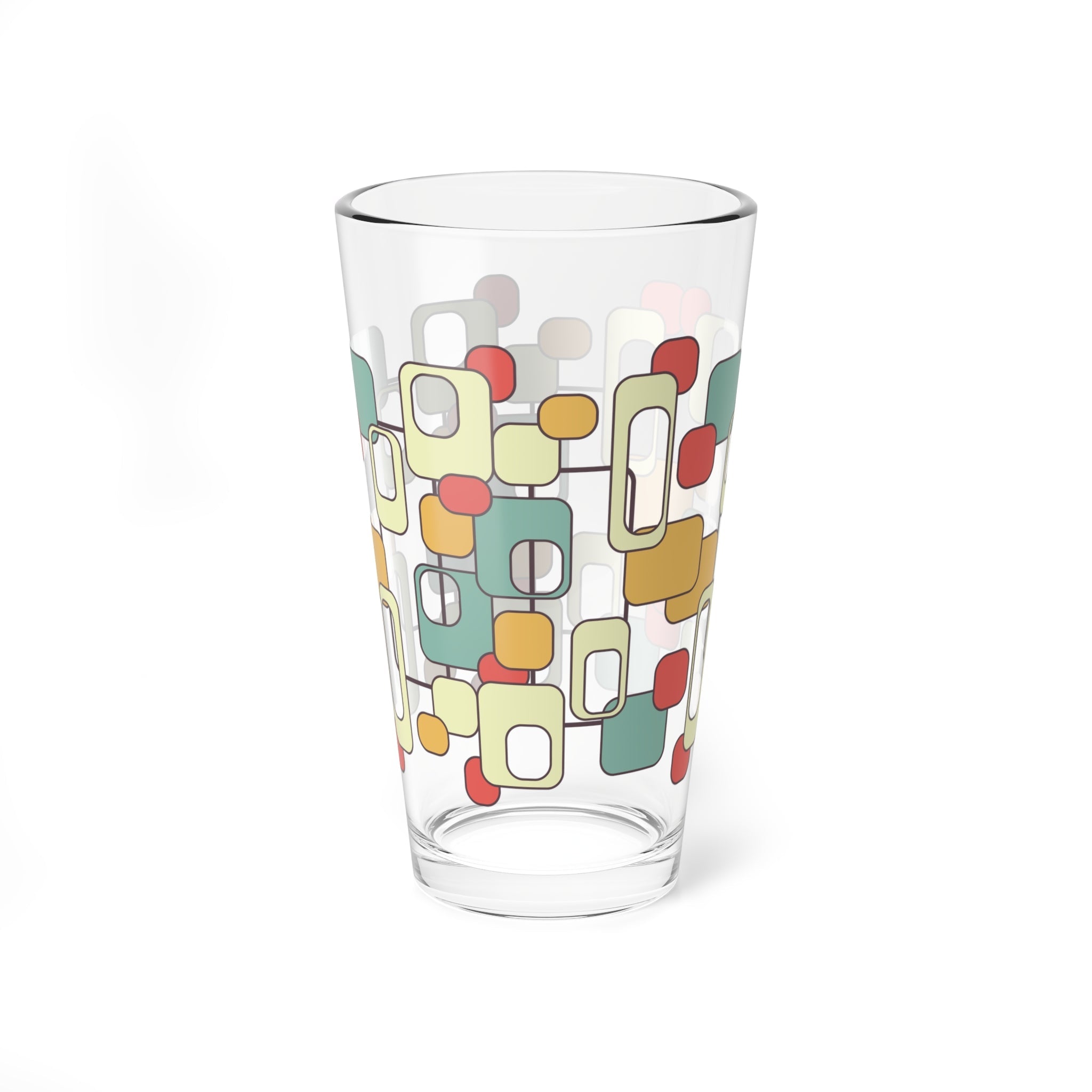 Kate McEnroe New York Retro Mod Geometric Pint Glass, Mid Century Modern Barware, 60s Color Block Cocktail GlassPint Glasses54432341722815542092