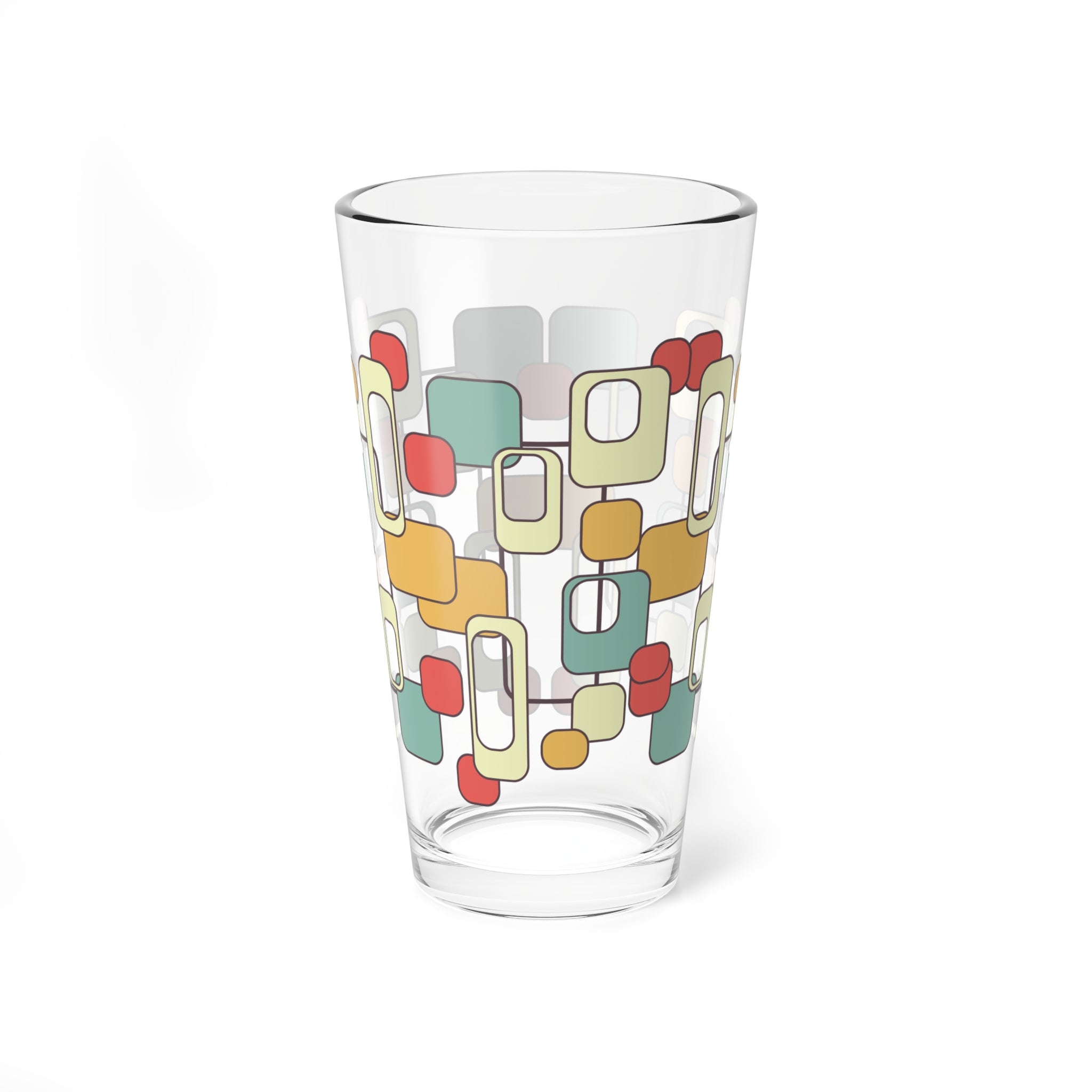 Kate McEnroe New York Retro Mod Geometric Pint Glass, Mid Century Modern Barware, 60s Color Block Cocktail GlassPint Glasses54432341722815542092