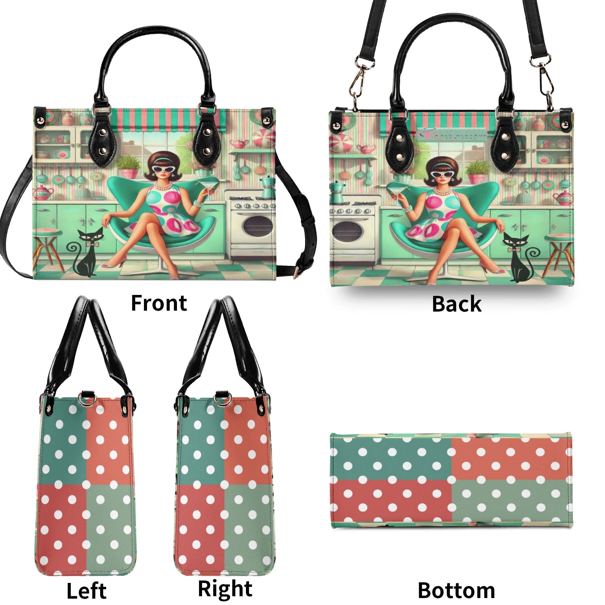 Kate McEnroe New York Retro Mod Housewife Handbag, Kitschy MCM Atomic Cat PurseHandbagsWE9PL36W-4