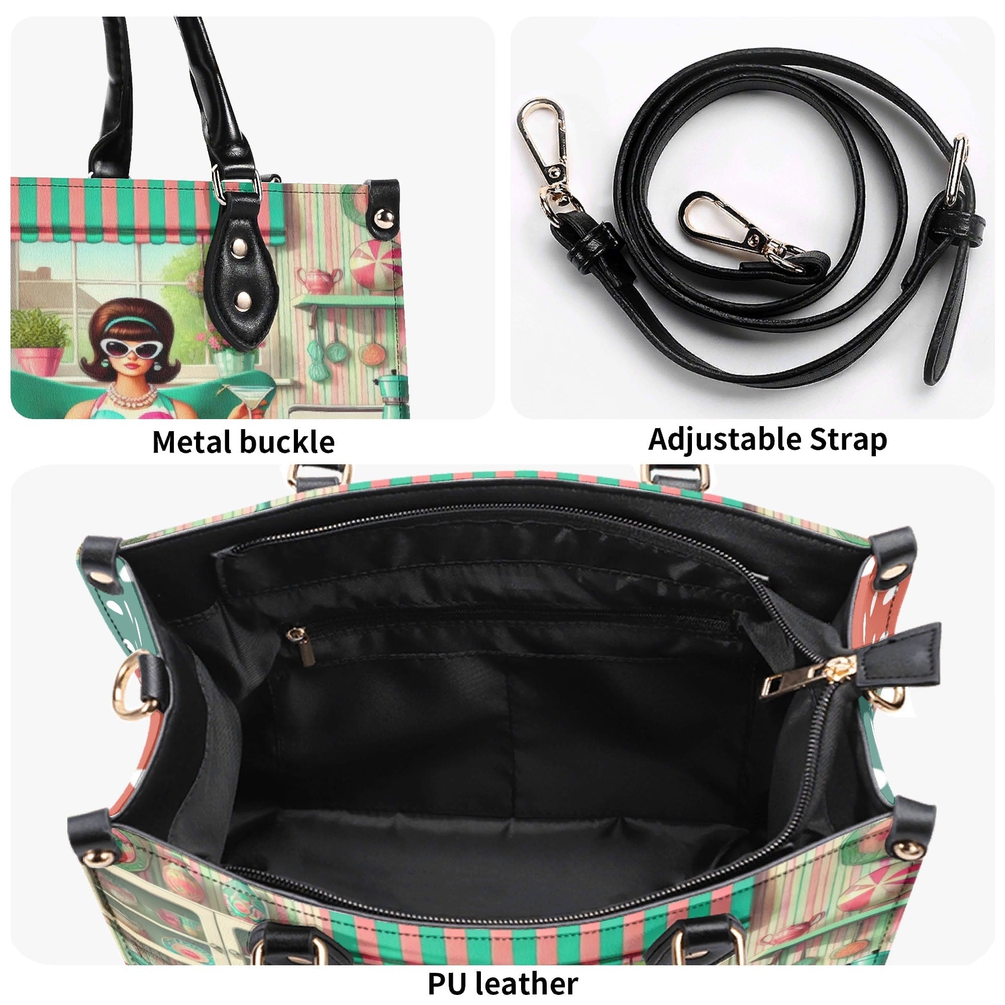 Kate McEnroe New York Retro Mod Housewife Handbag, Kitschy MCM Atomic Cat PurseHandbagsWE9PL36W-4