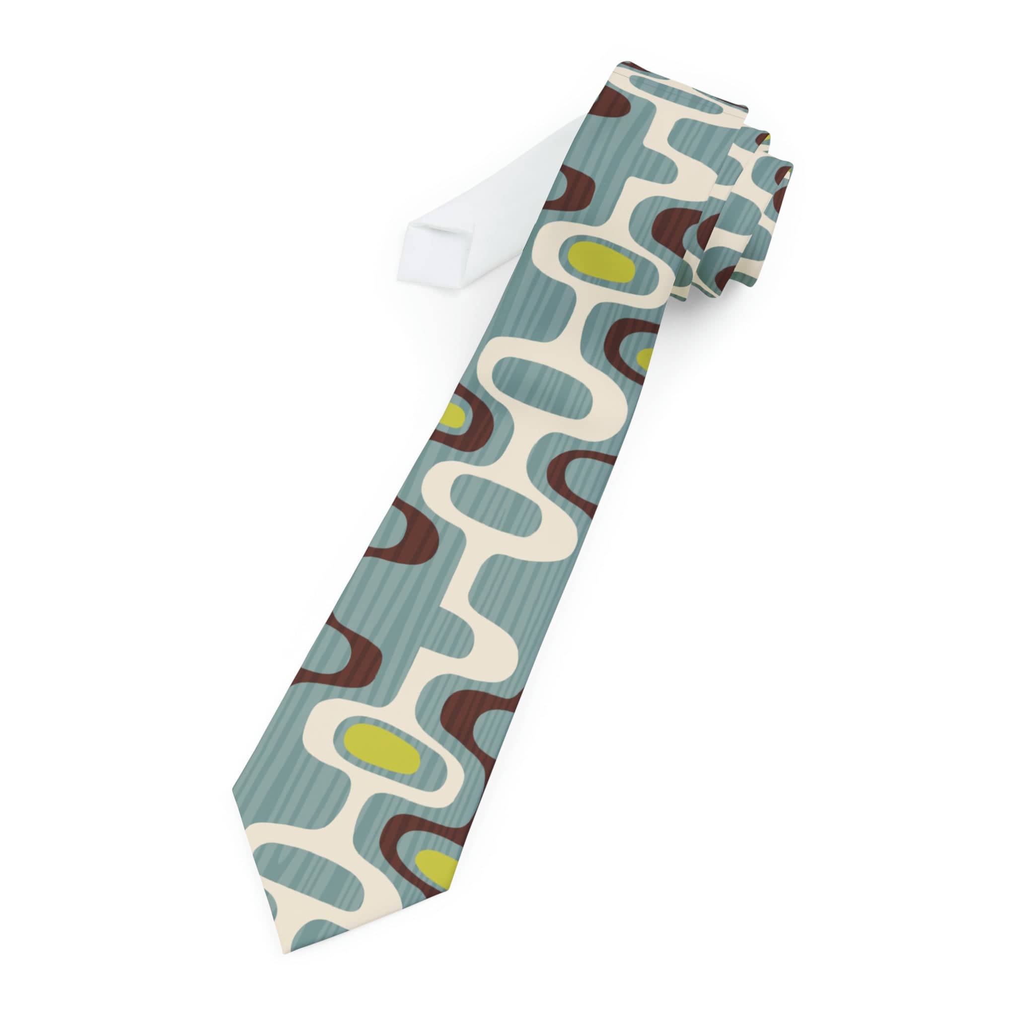 Kate McEnroe New York Retro Mod Necktie, 60s Mid Century Modern Aqua Blue, Mustard Yellow Mens Tie, Funky Office AccessoryNeckties11221663091048169770