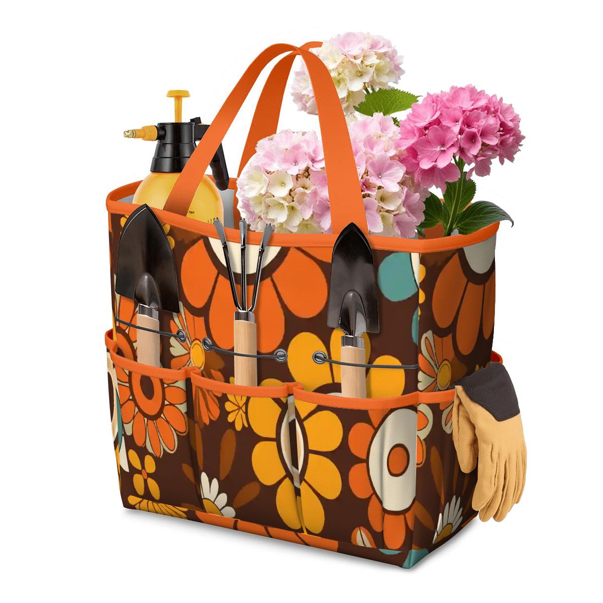 Kate McEnroe New York Retro Orange Brown Groovy Hippie Flower 70s Garden Tool BagGarden Tool Bag796jIbzpAW