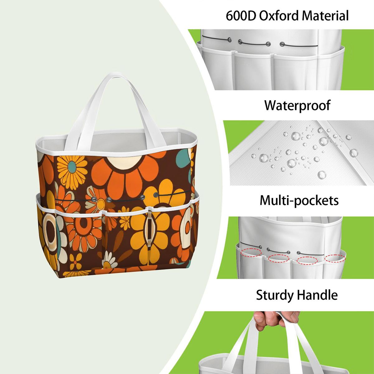 Kate McEnroe New York Retro Orange Brown Groovy Hippie Flower 70s Garden Tool BagGarden Tool Baggz3RpWyFzy