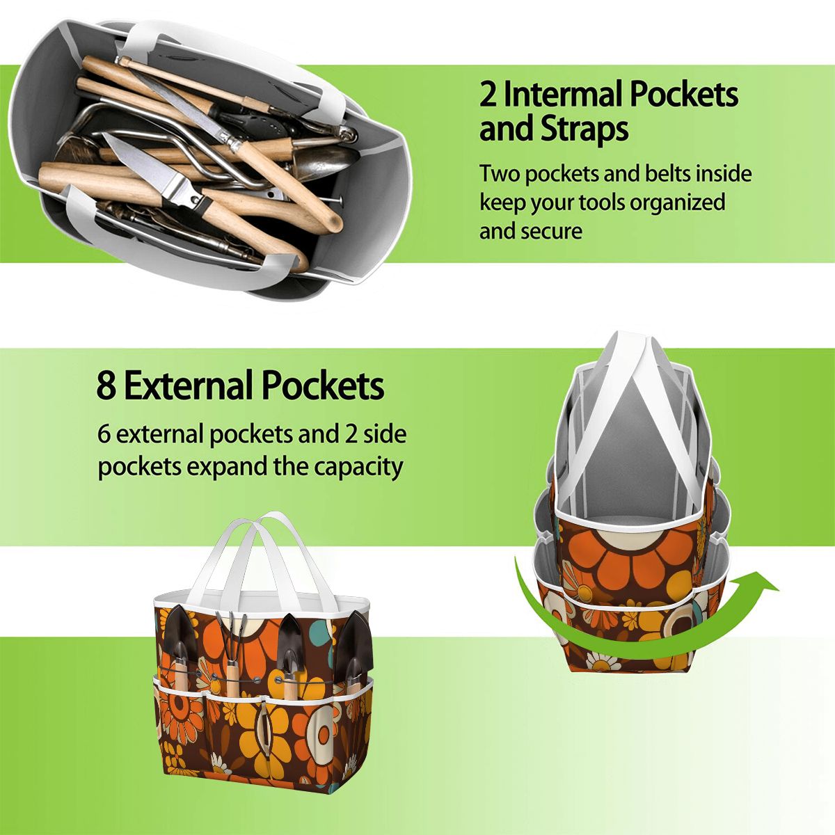 Kate McEnroe New York Retro Orange Brown Groovy Hippie Flower 70s Garden Tool BagGarden Tool Baggz3RpWyFzy