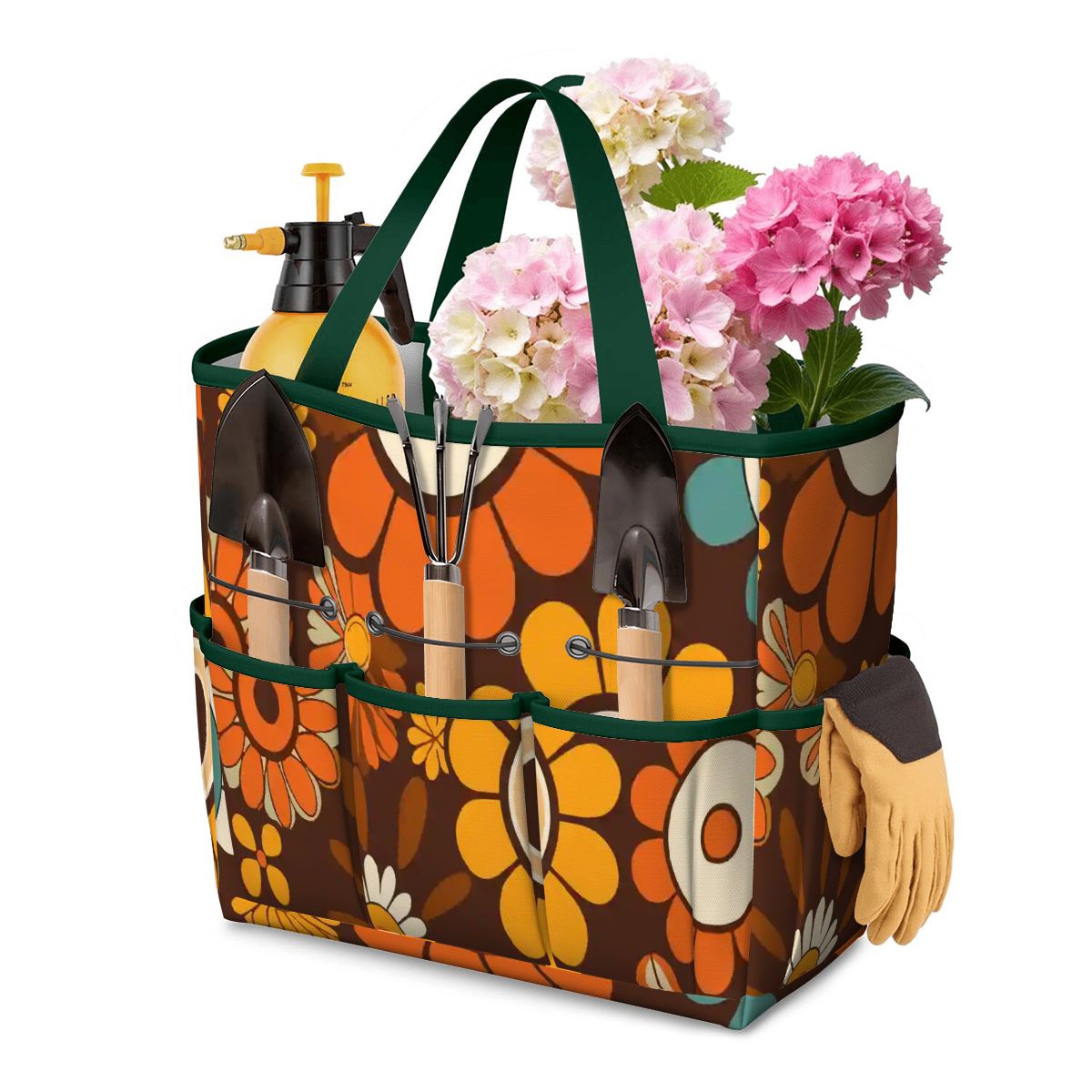 Kate McEnroe New York Retro Orange Brown Groovy Hippie Flower 70s Garden Tool BagGarden Tool Bagknv4cqtYDh