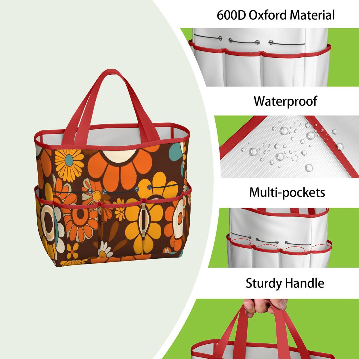 Kate McEnroe New York Retro Orange Brown Groovy Hippie Flower 70s Garden Tool BagGarden Tool BagN9FGDGKJ9m