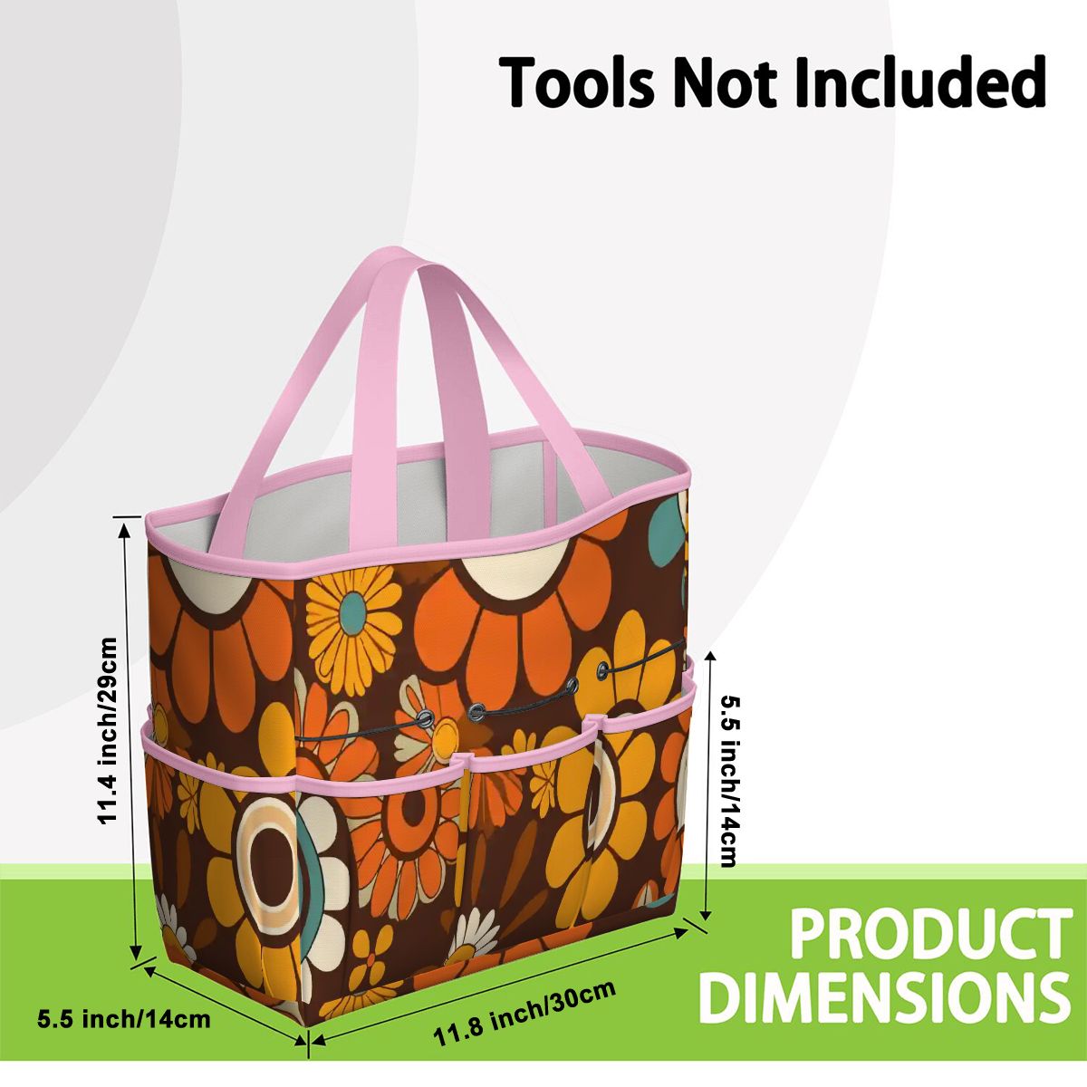 Kate McEnroe New York Retro Orange Brown Groovy Hippie Flower 70s Garden Tool BagGarden Tool BagN9FGDGKJ9m