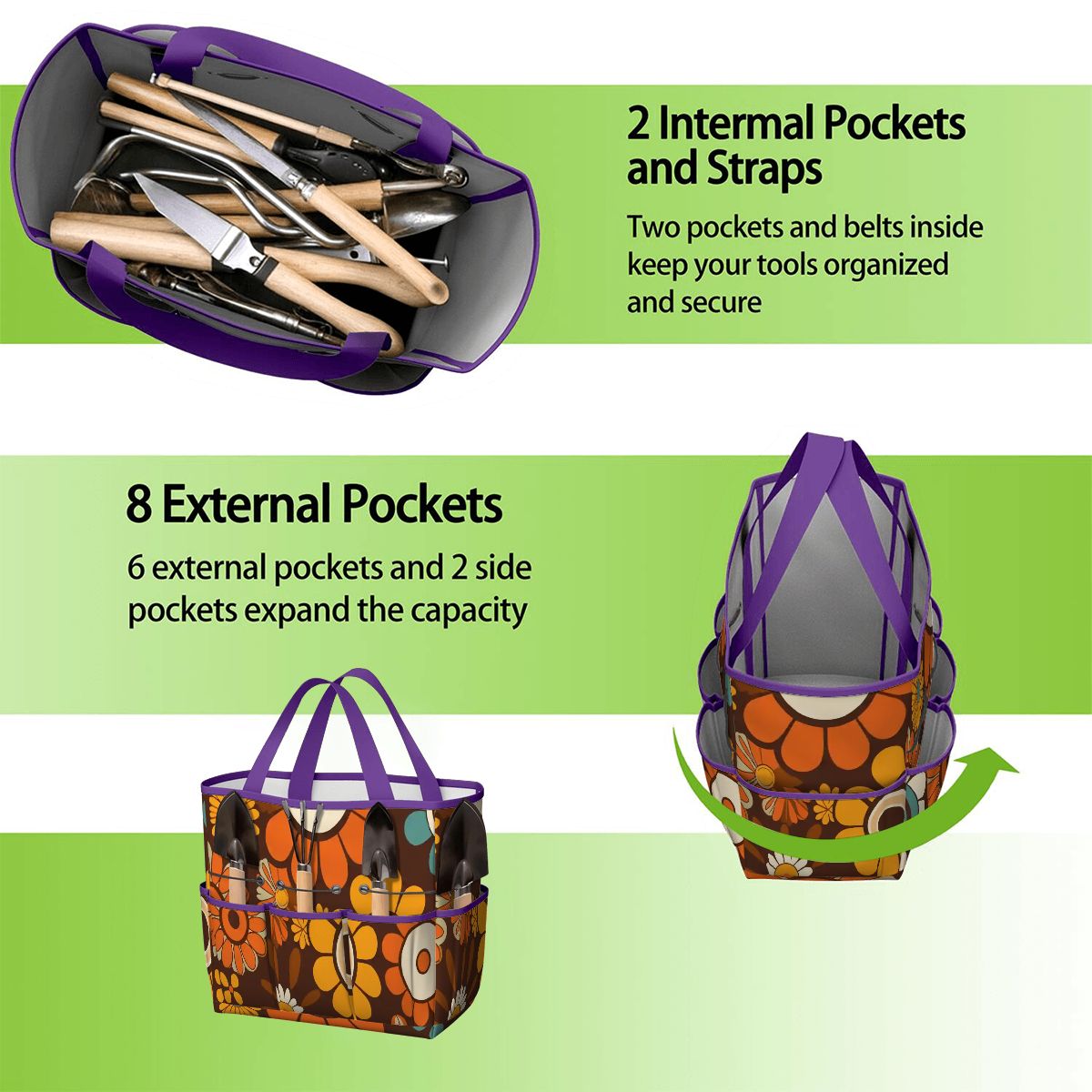 Kate McEnroe New York Retro Orange Brown Groovy Hippie Flower 70s Garden Tool BagGarden Tool BagN9FGDGKJ9m