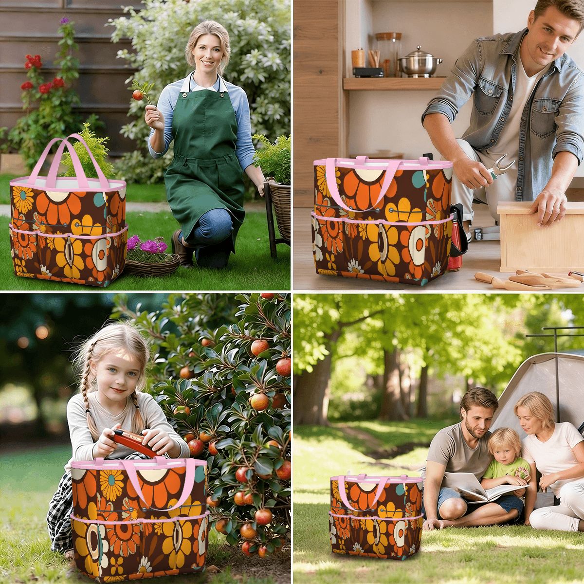 Kate McEnroe New York Retro Orange Brown Groovy Hippie Flower 70s Garden Tool BagGarden Tool BagN9FGDGKJ9m